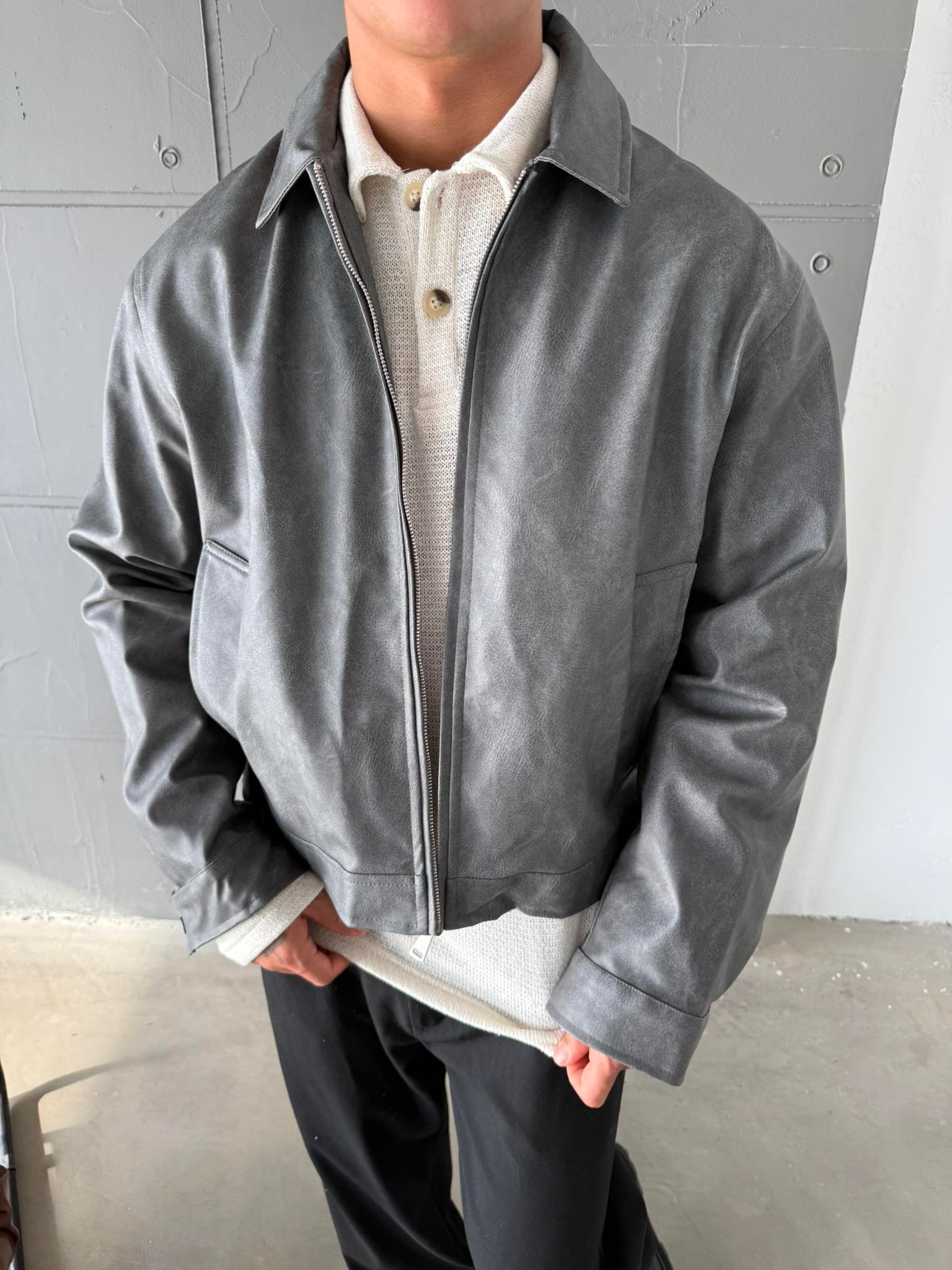 Arden Deri Ceket - Gri