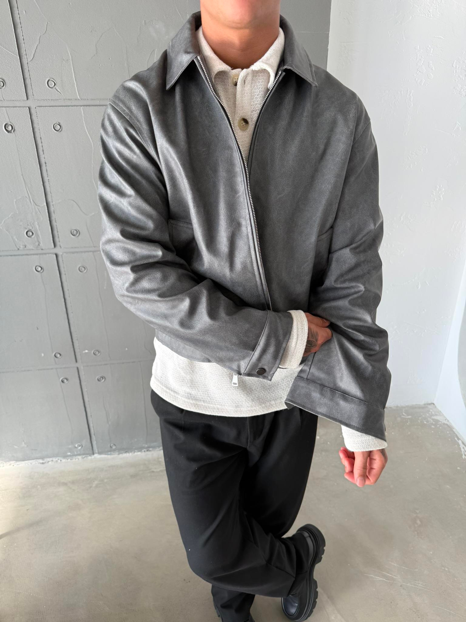 Arden Deri Ceket - Gri