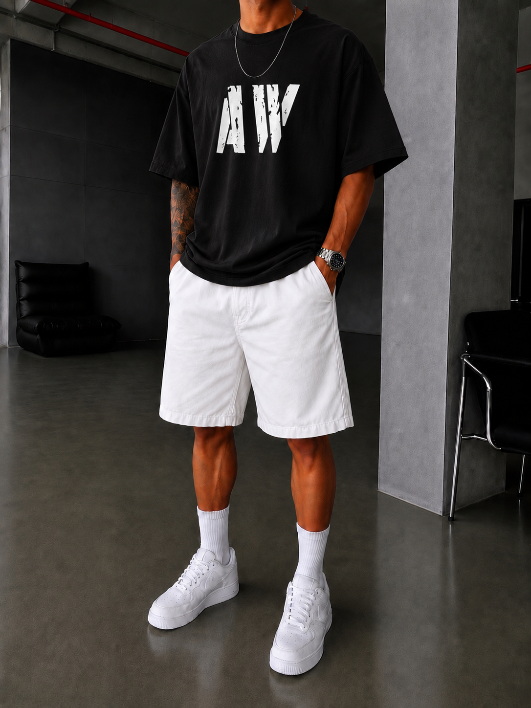 AW Monaco Oversize T-Shirt - Siyah