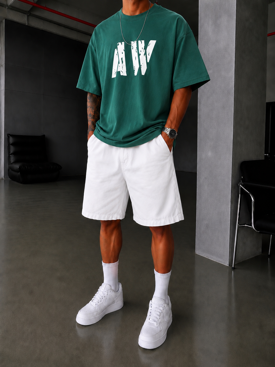 AW Monaco Oversize T-Shirt - Yeşil