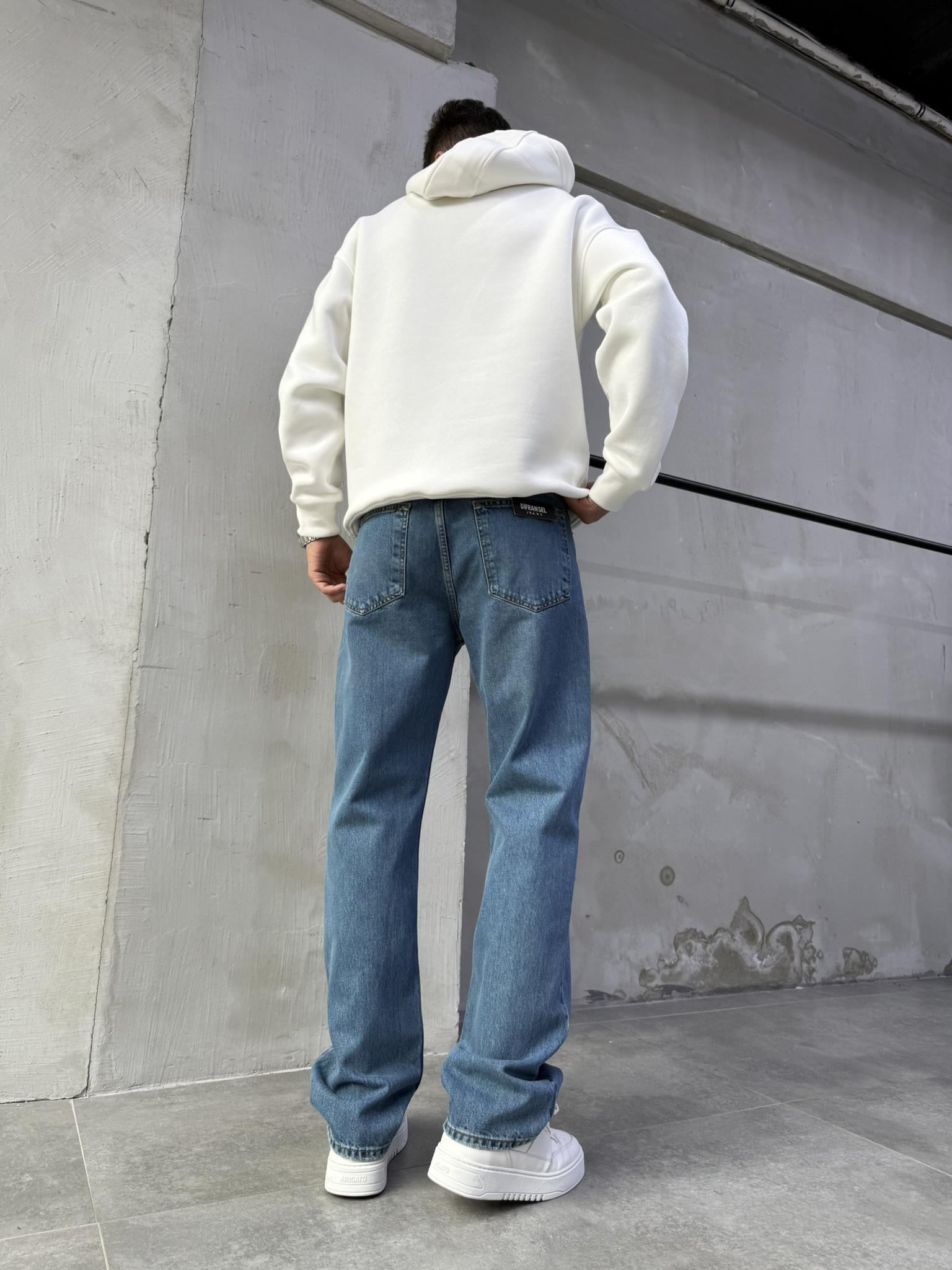 Baggy Basic Jean Pantolon A108-K77 KOYU MAVİ DETAYLI