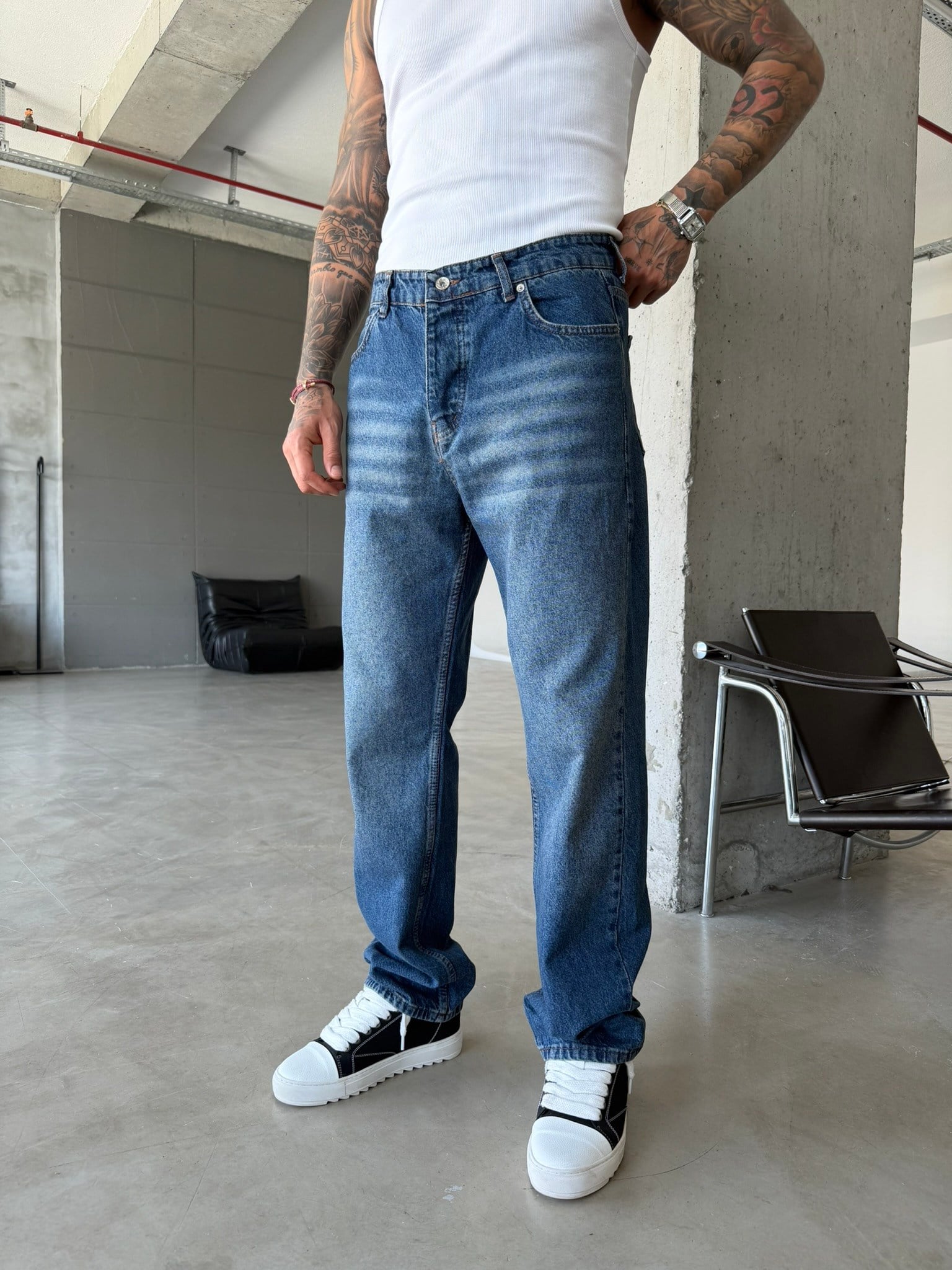 Baggy Fit Basic Pantolon - Lacivert