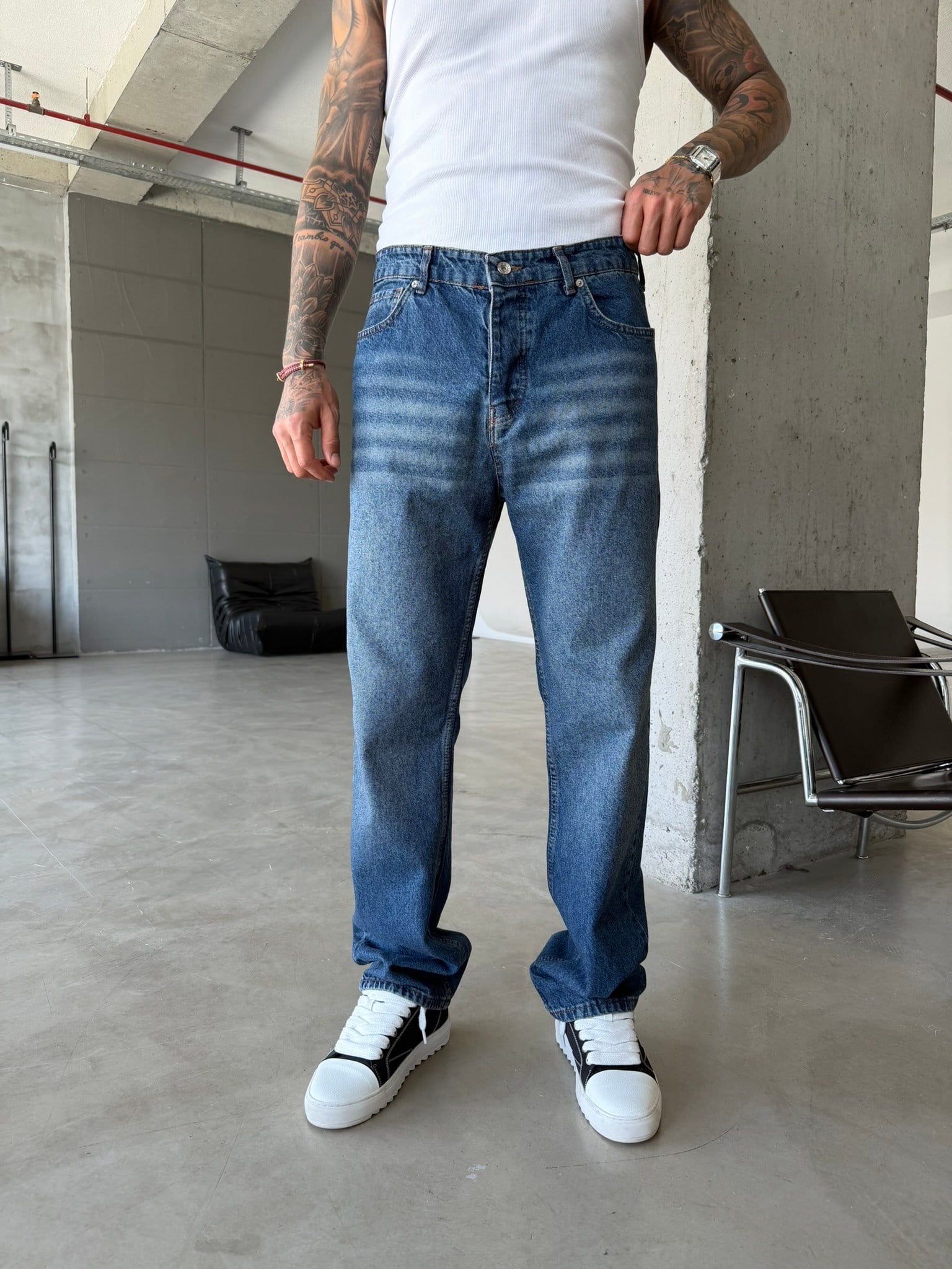 Baggy Fit Basic Pantolon - Lacivert