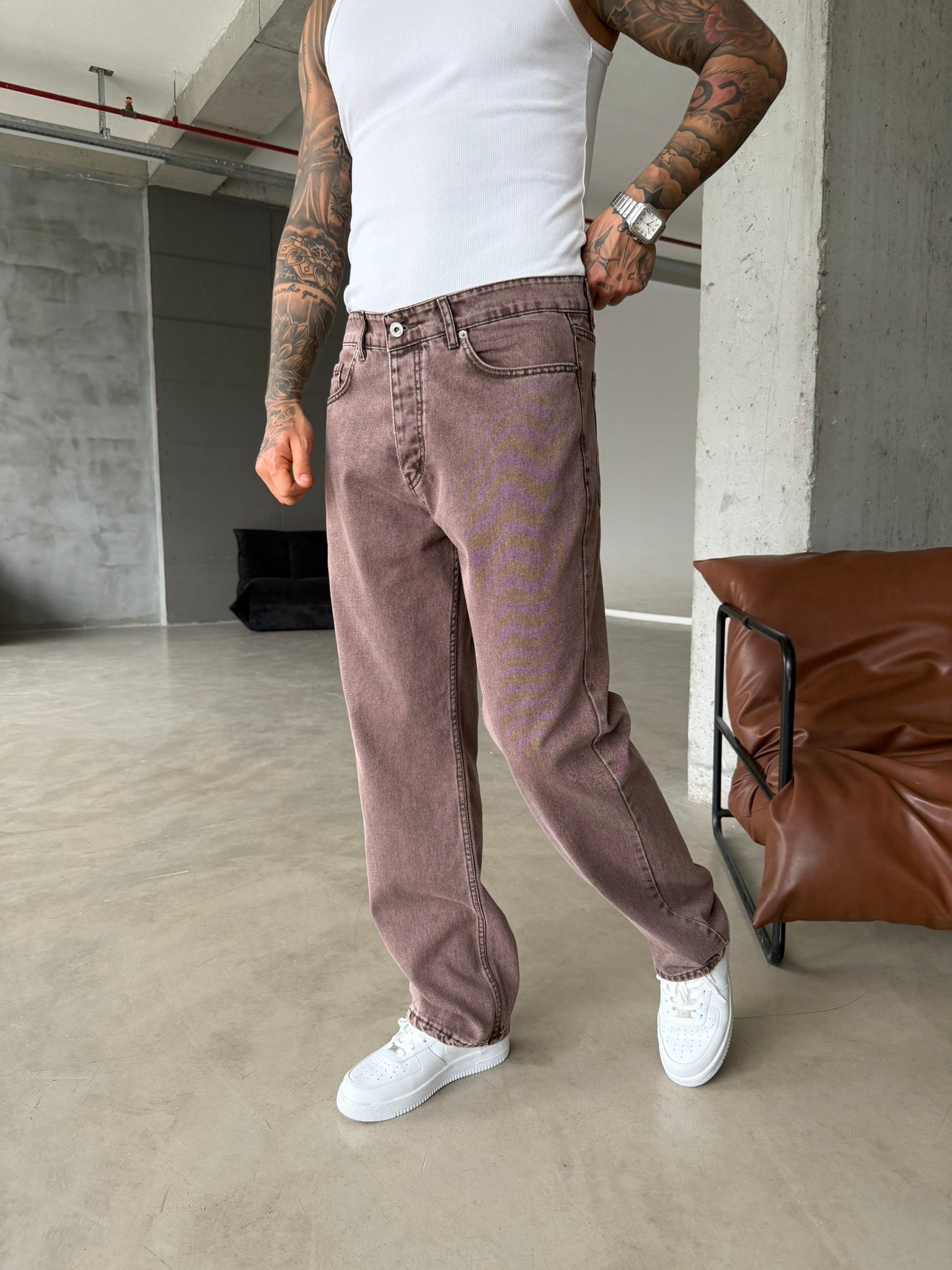 Basic Baggy Fit Pantolon - Kahve