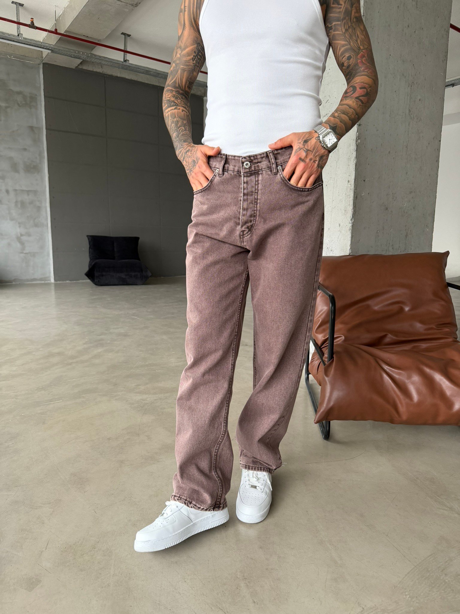Basic Baggy Fit Pantolon - Kahve
