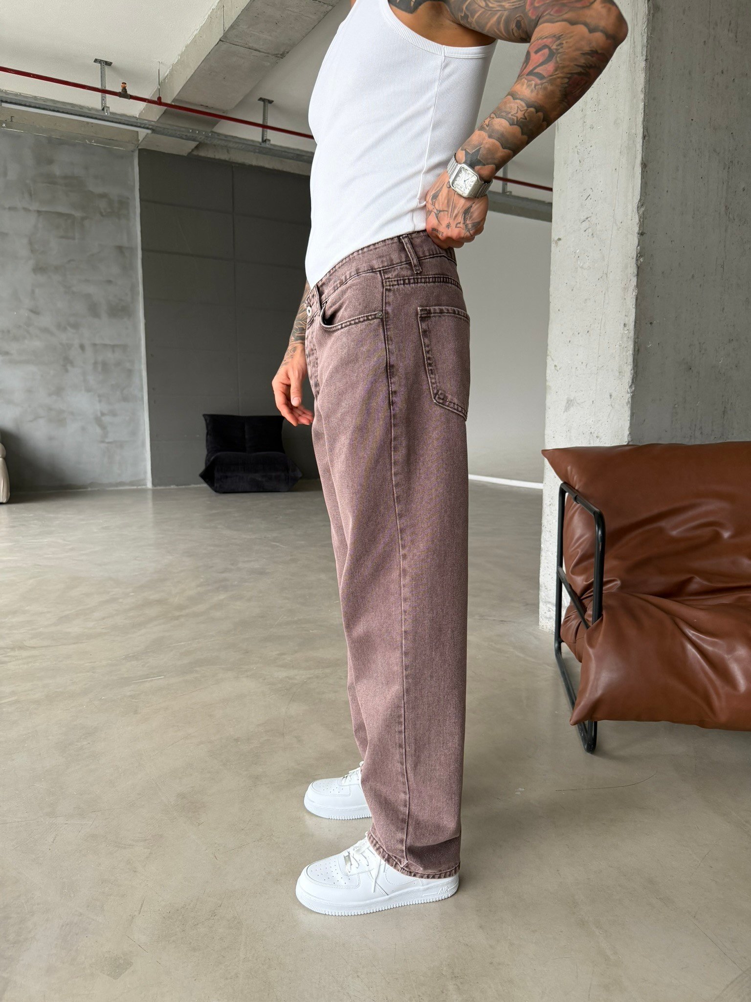 Basic Baggy Fit Pantolon - Kahve