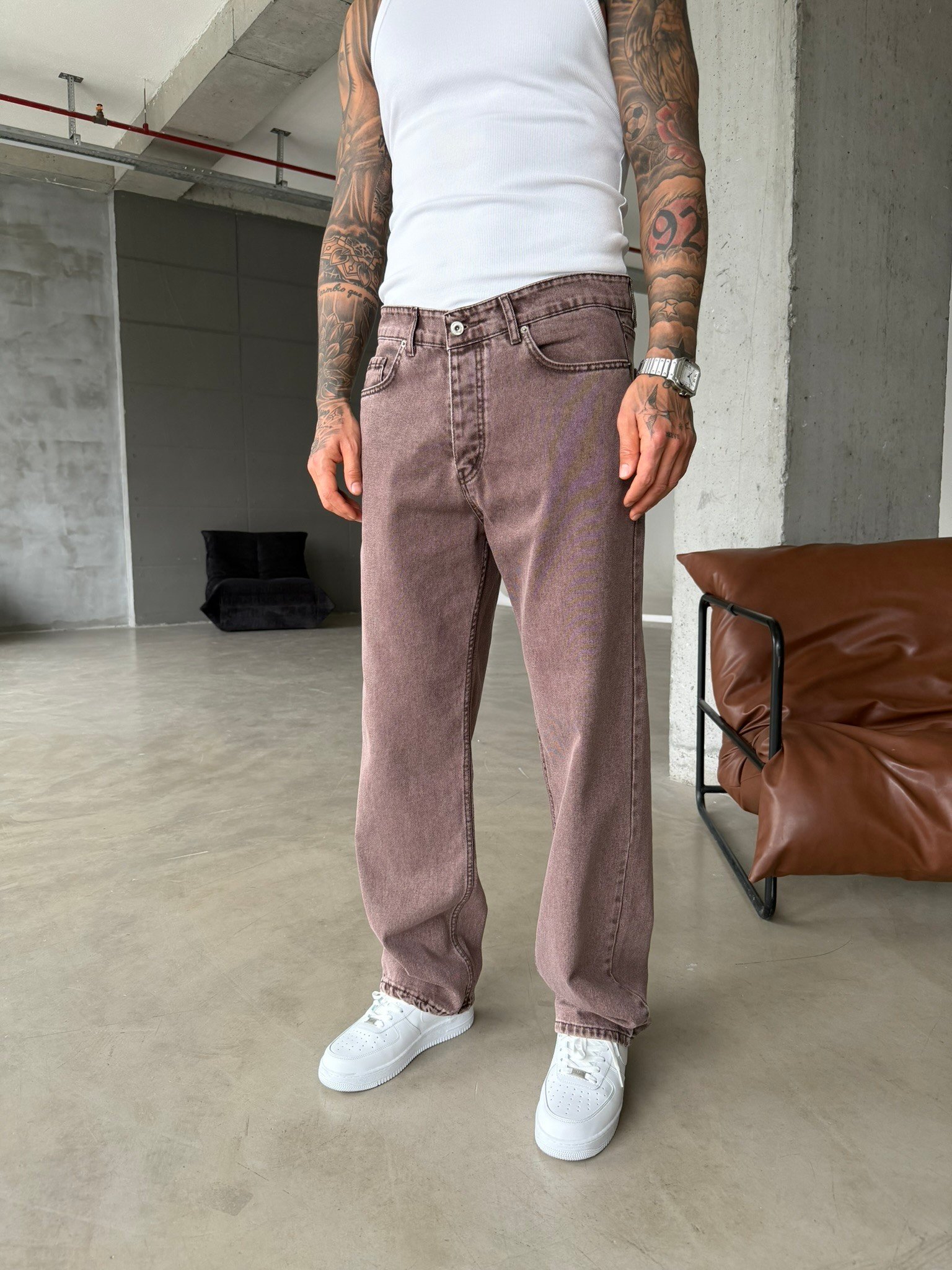 Basic Baggy Fit Pantolon - Kahve