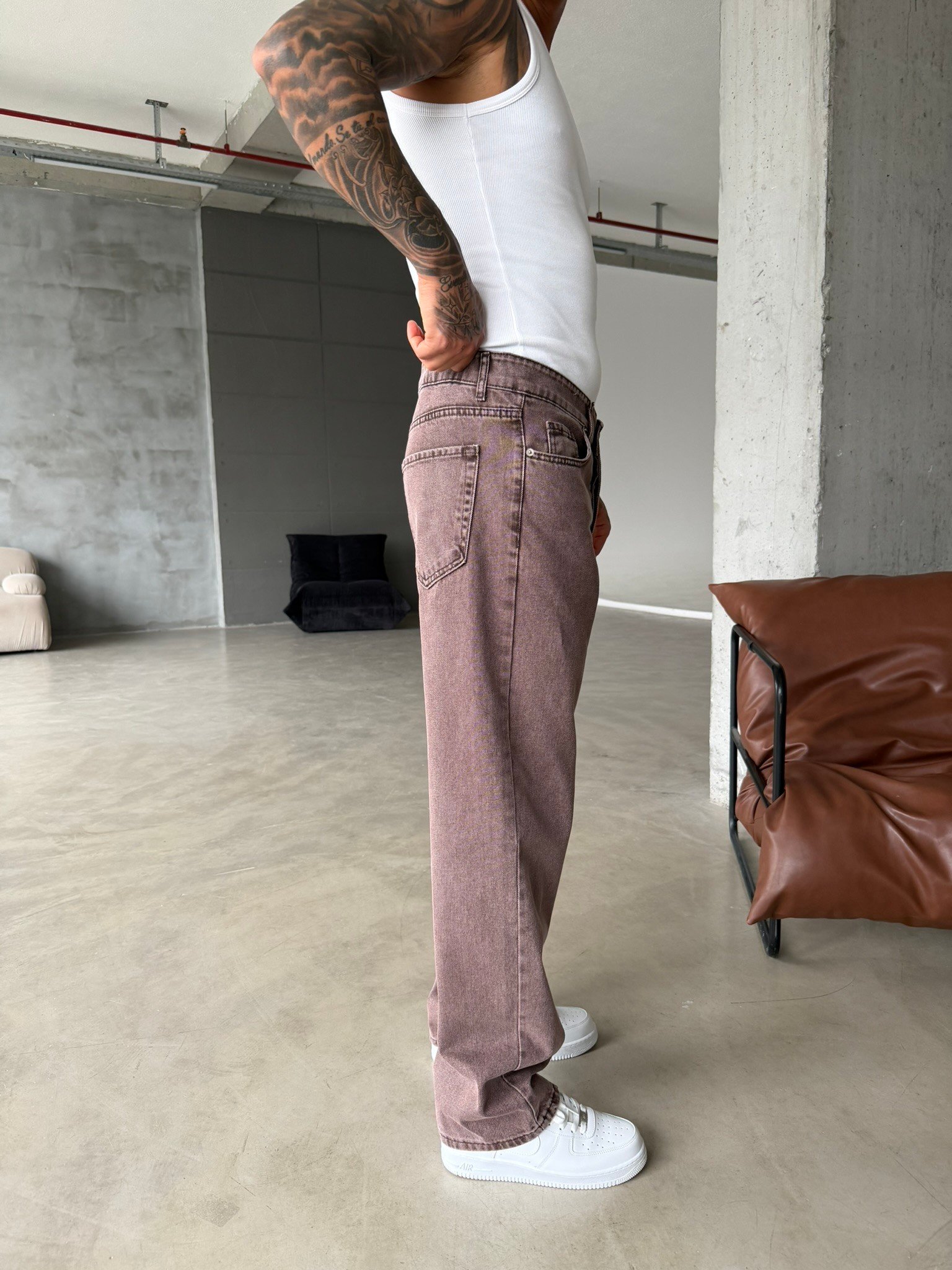 Basic Baggy Fit Pantolon - Kahve