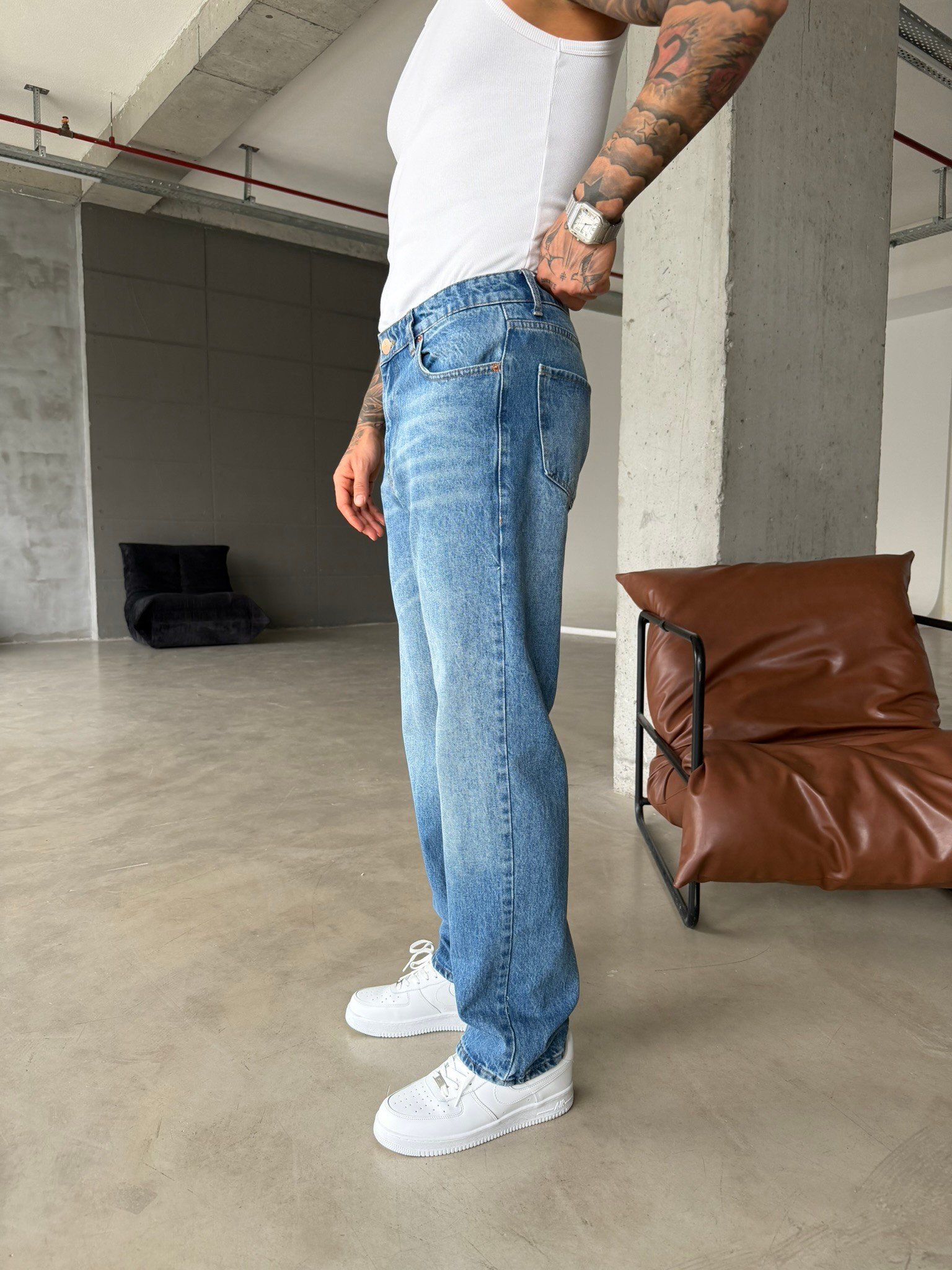 Basic Baggy Pantolon - Lacivert