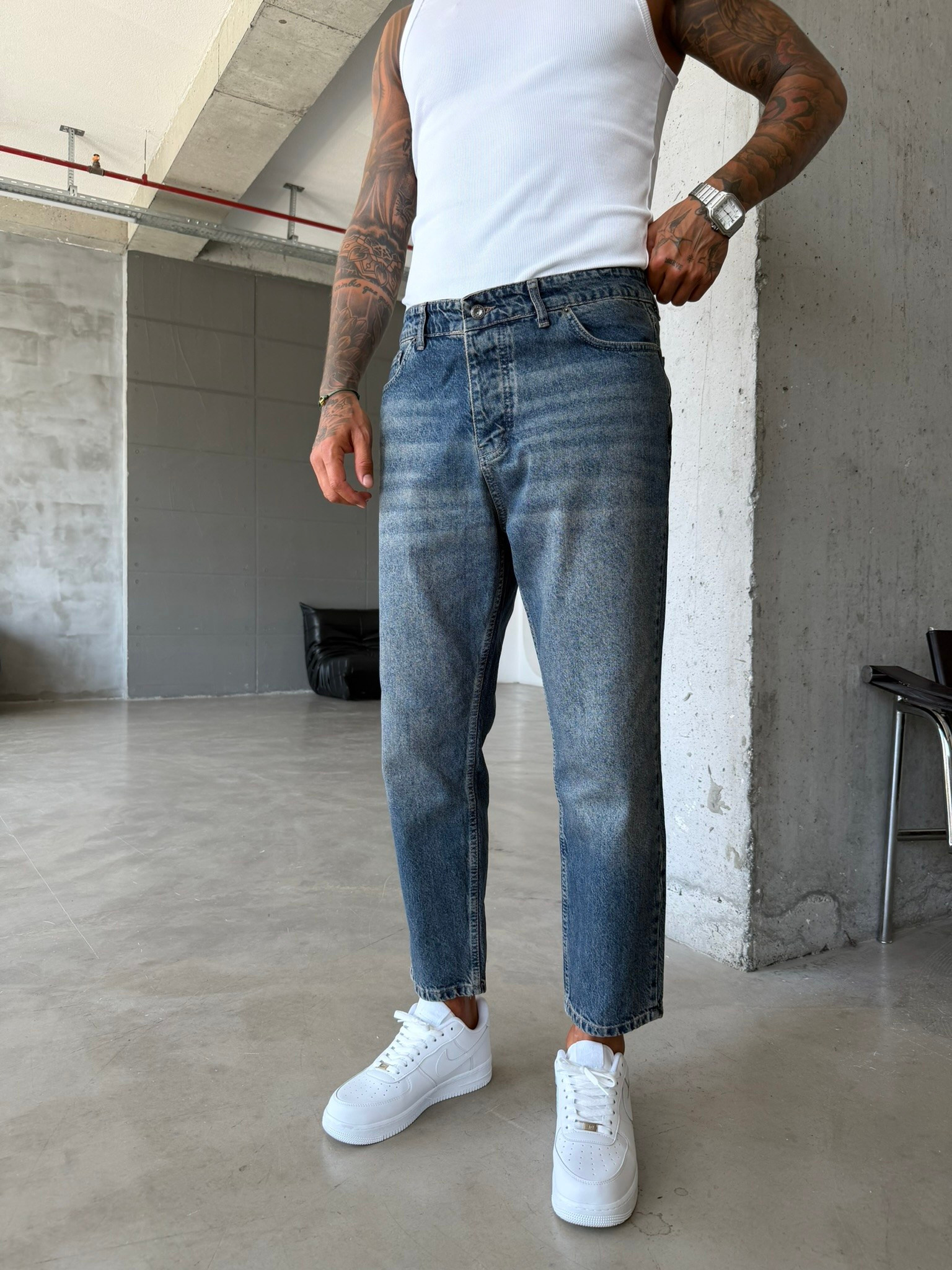 Basic Boyfriend Pantolon - İndigo Mavi