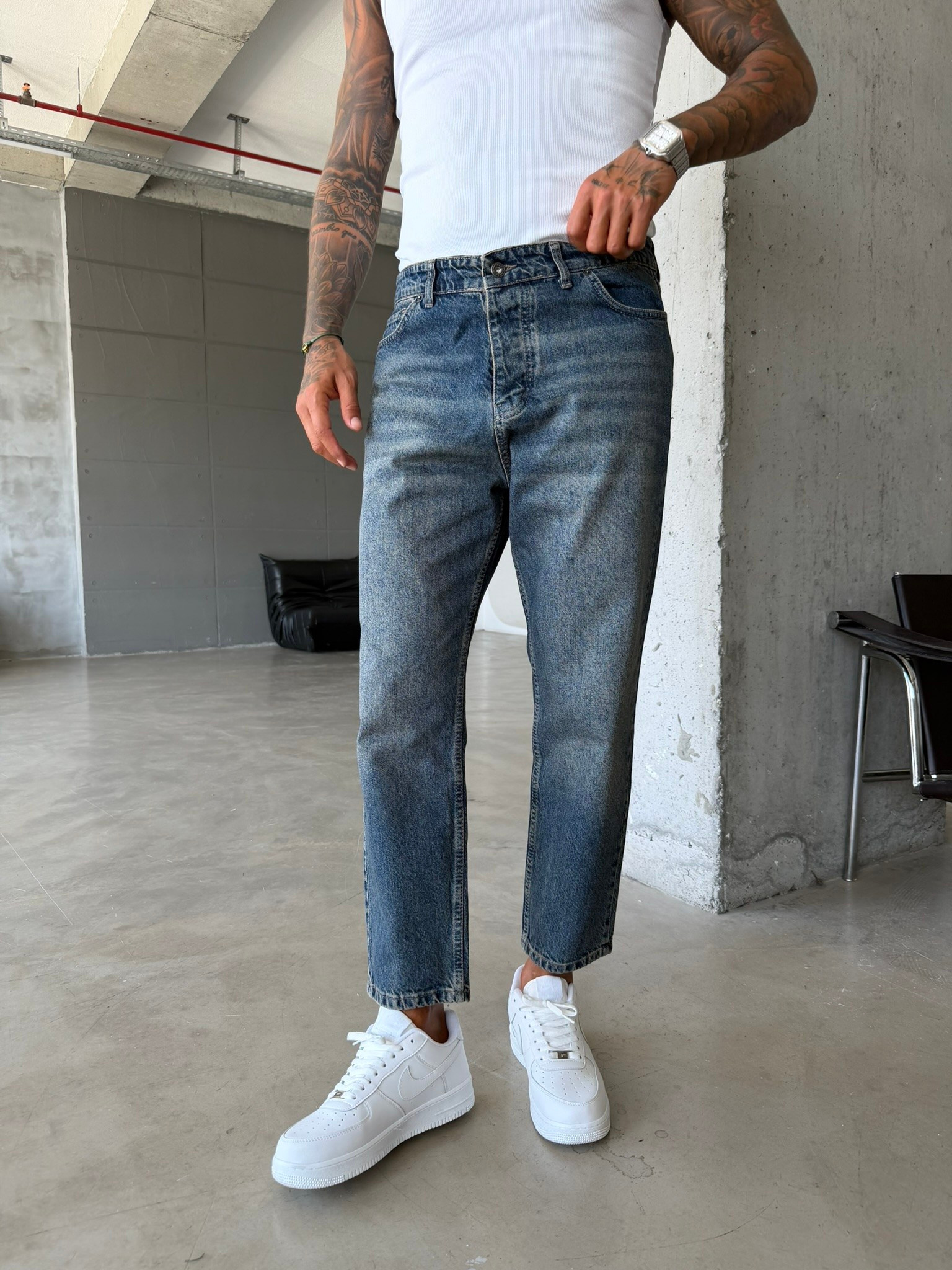 Basic Boyfriend Pantolon - İndigo Mavi