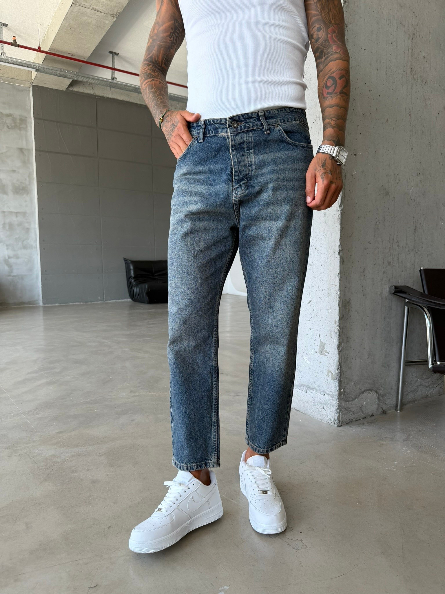 Basic Boyfriend Pantolon - İndigo Mavi