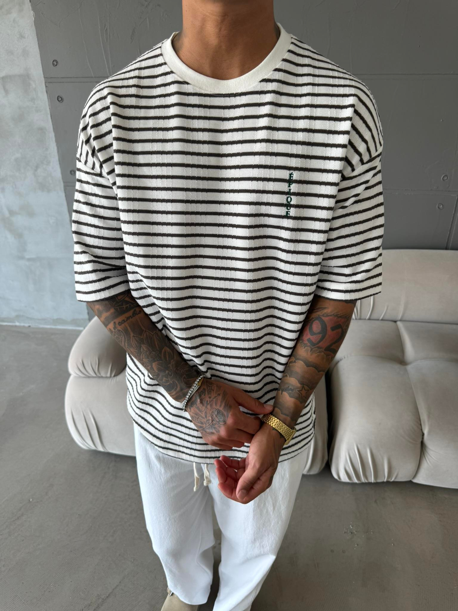 Basic Epıoue Nakışlı T-Shirt - Kahve