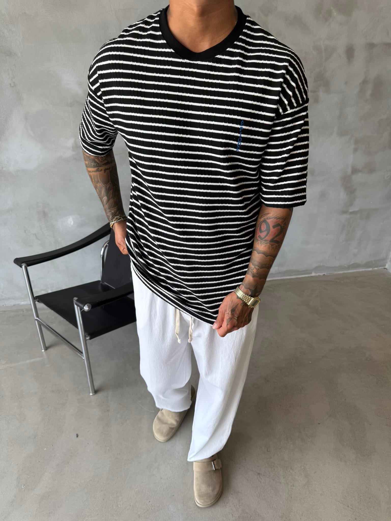 Basic Epıoue Nakışlı T-Shirt - Siyah