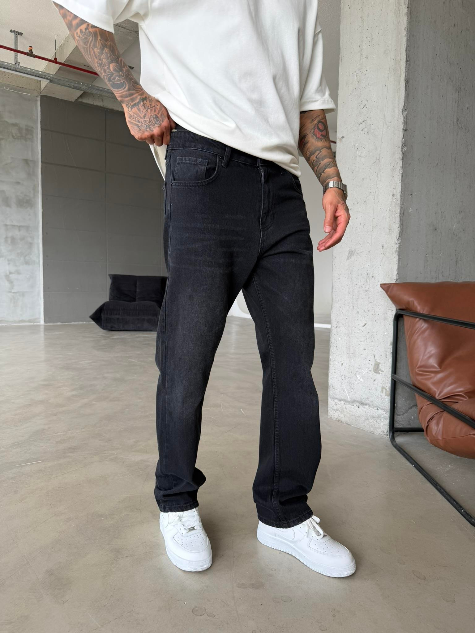 Basic Eskitme Baggy Pantolon - Siyah