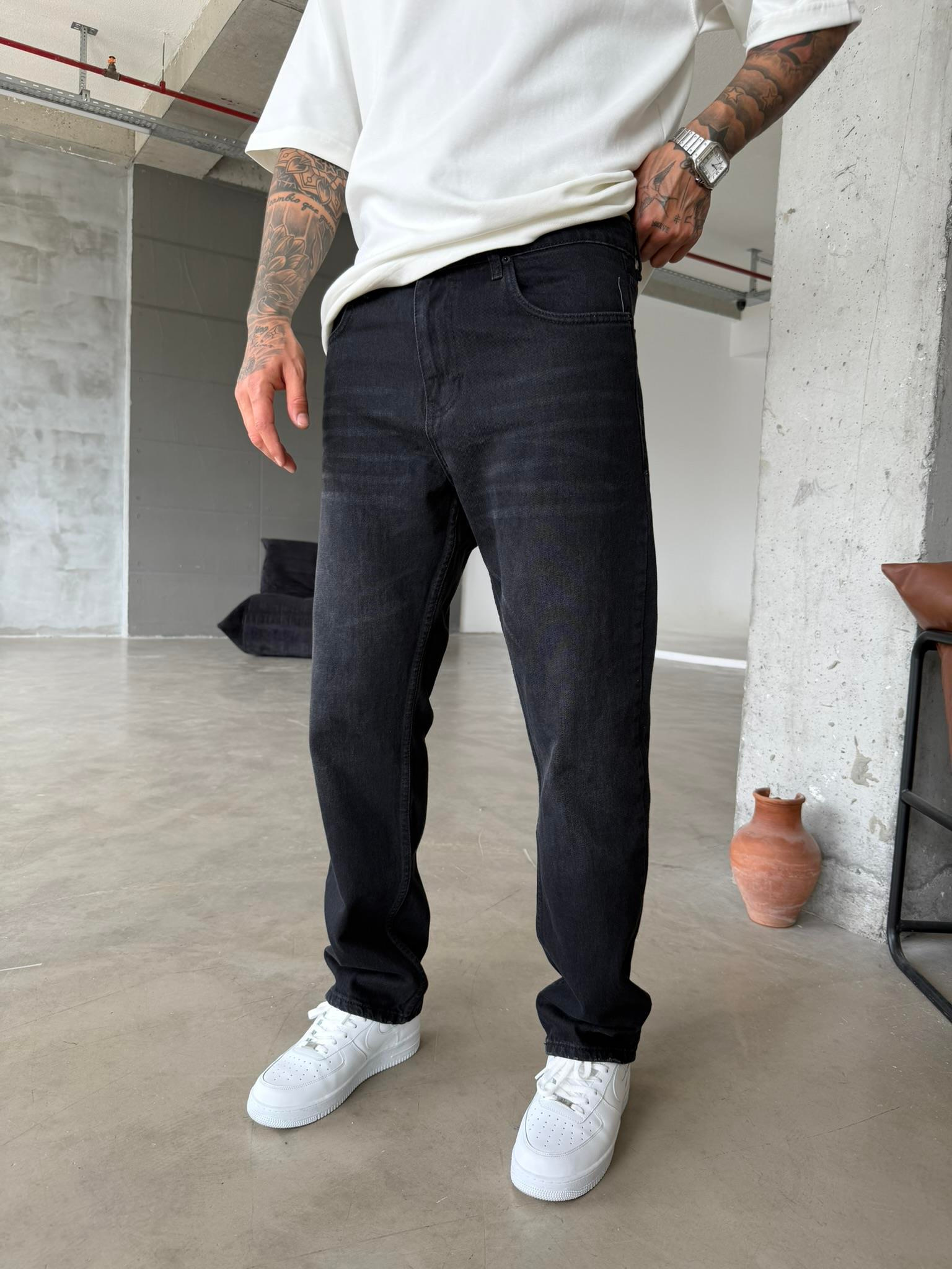 Basic Eskitme Baggy Pantolon - Siyah