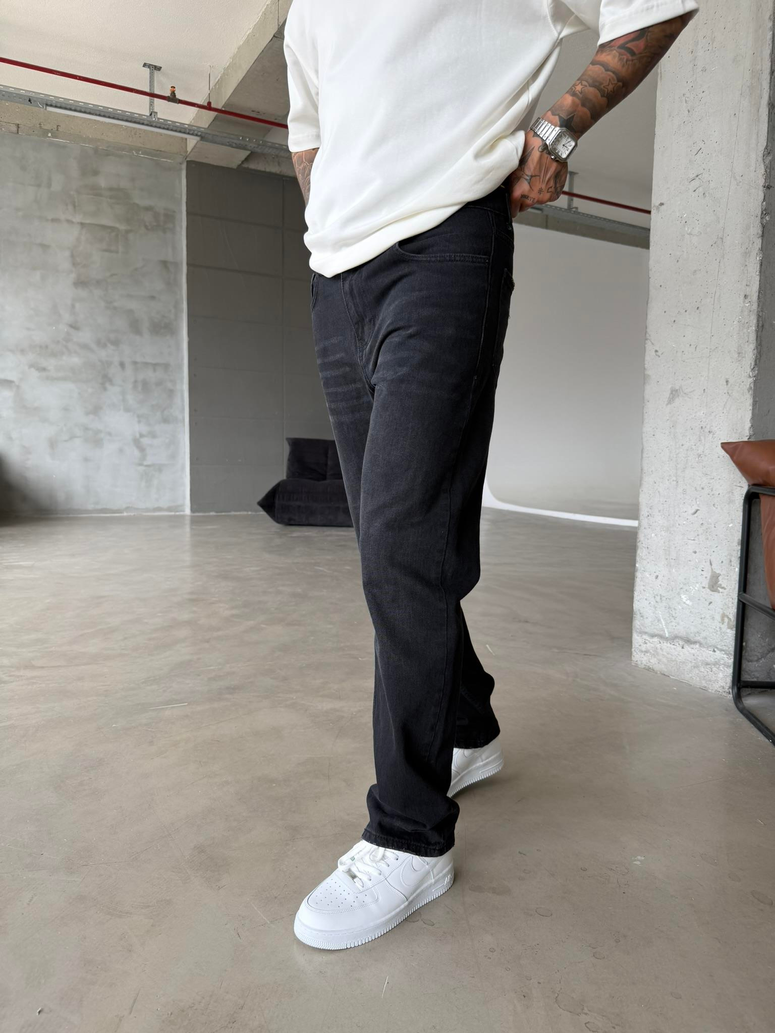 Basic Eskitme Baggy Pantolon - Siyah