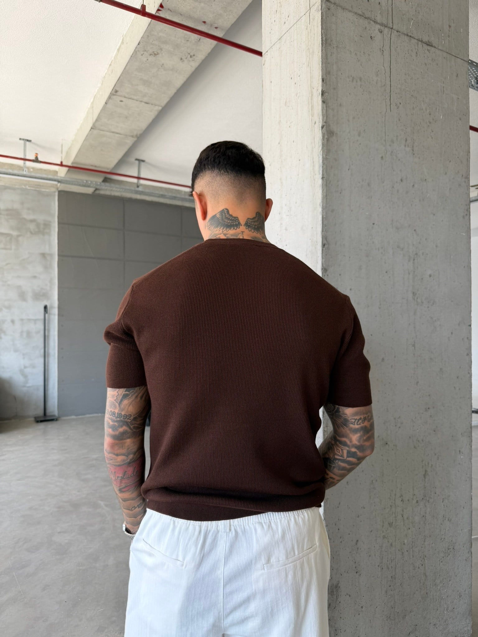 Basic Fitilli Polo Yaka - Kahve