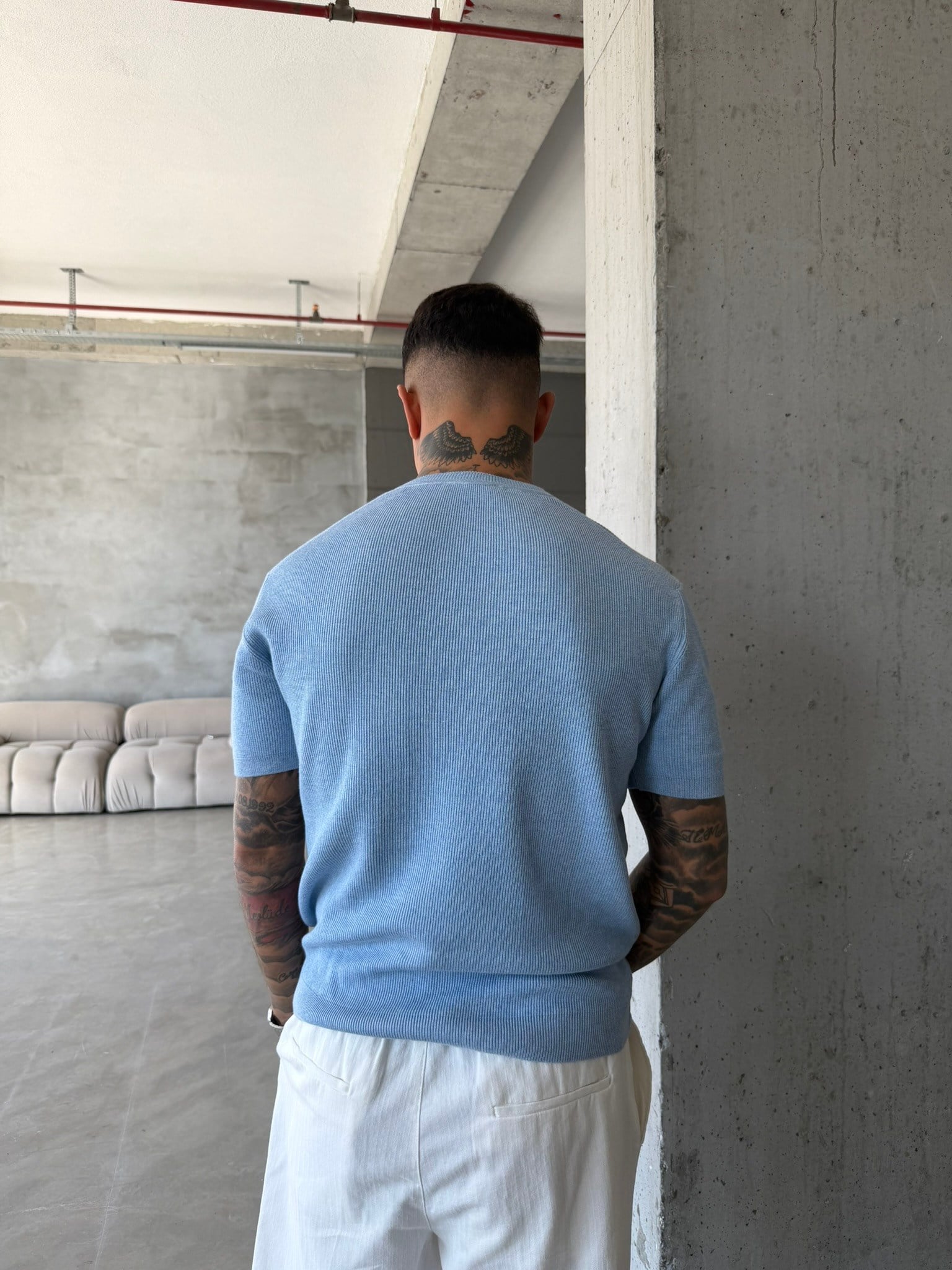 Basic Fitilli Polo Yaka - Mavi