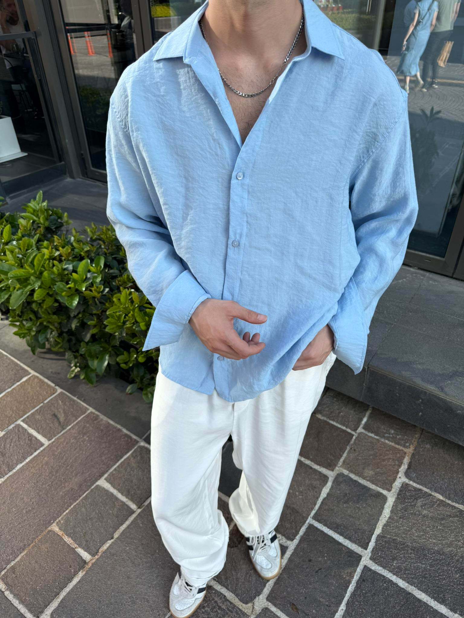 Basic Modal Kumaş Gömlek  - Mavi