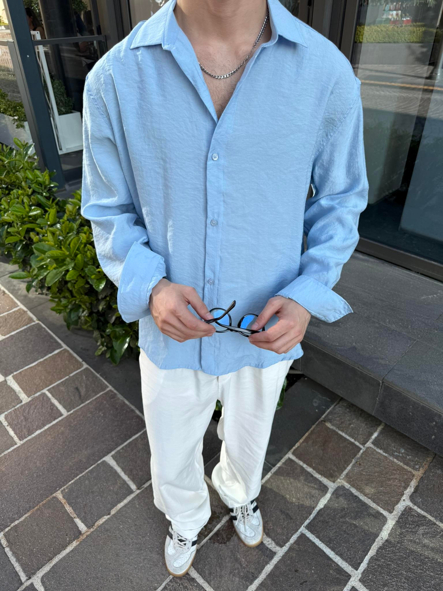 Basic Modal Kumaş Gömlek  - Mavi