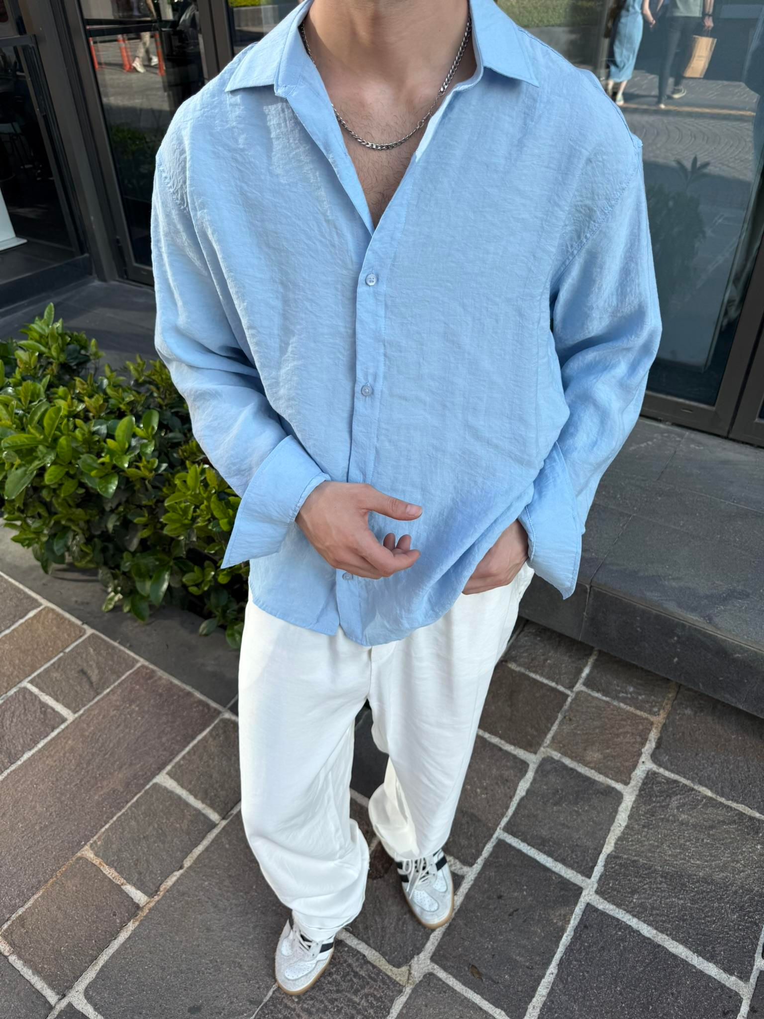 Basic Modal Kumaş Gömlek  - Mavi