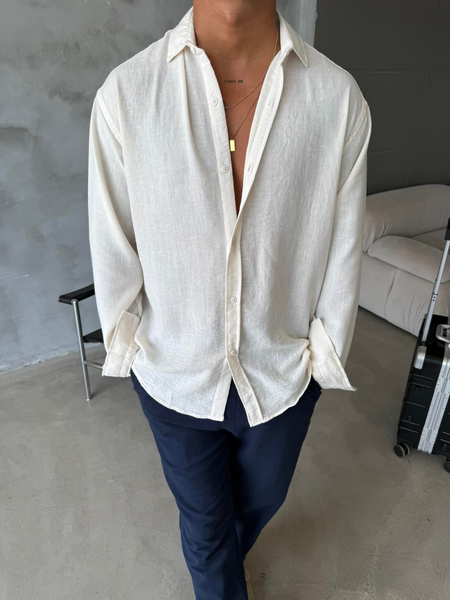 Basic Müslin Kumaş Gömlek - Bej