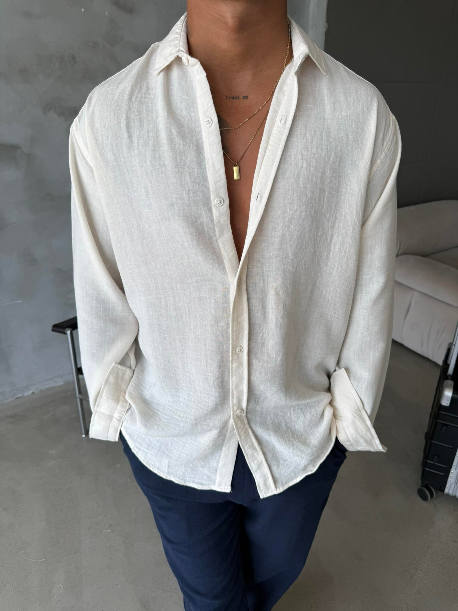 Basic Müslin Kumaş Gömlek - Bej