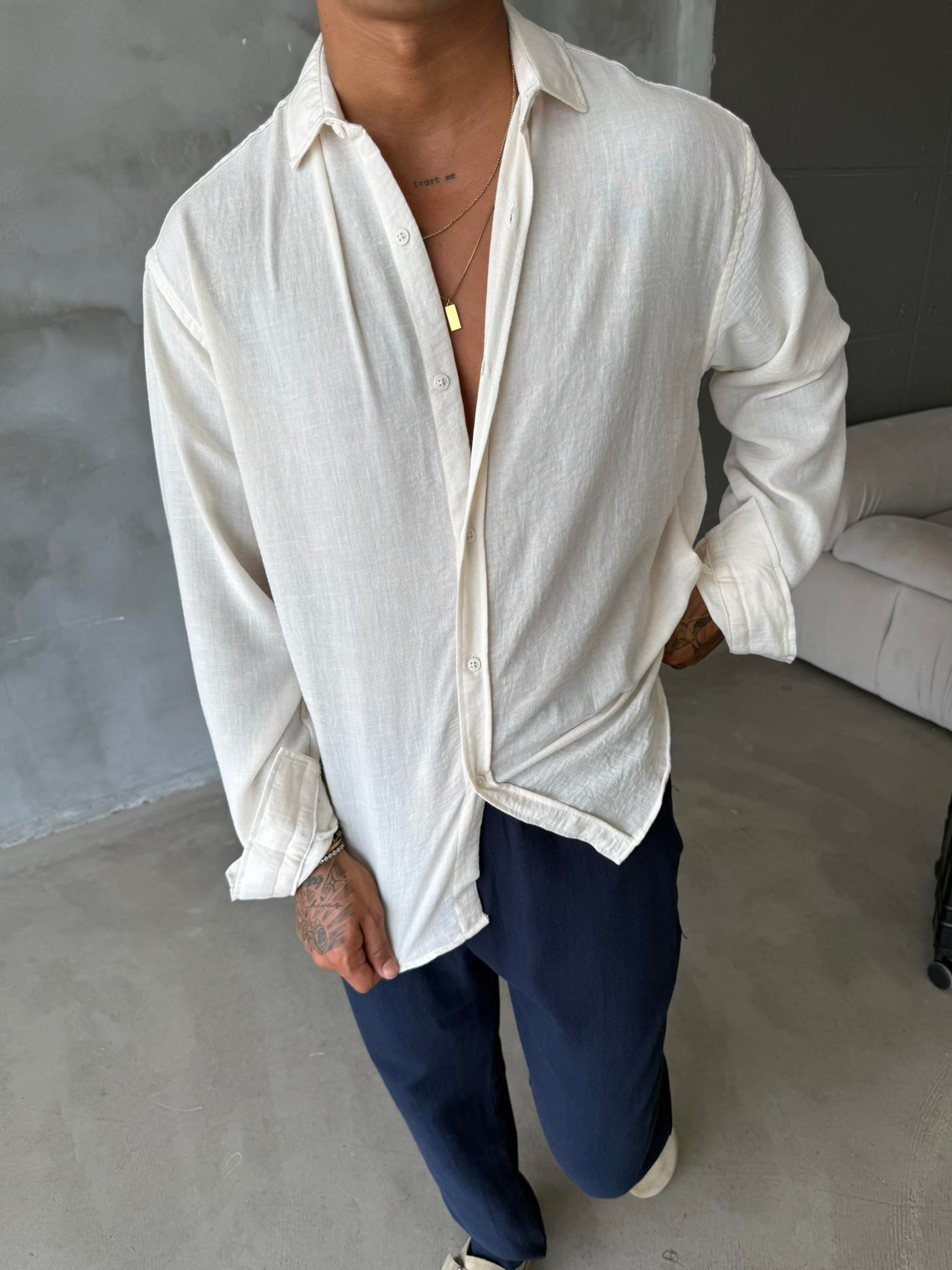 Basic Müslin Kumaş Gömlek - Bej