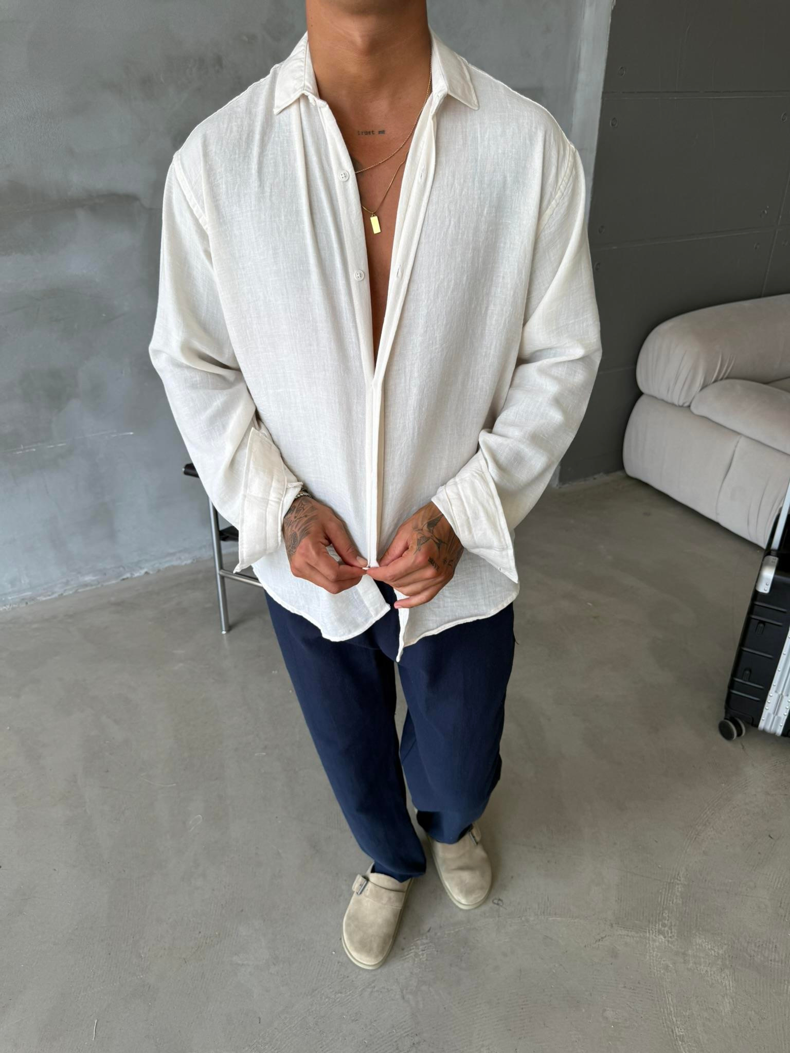 Basic Müslin Kumaş Gömlek - Bej