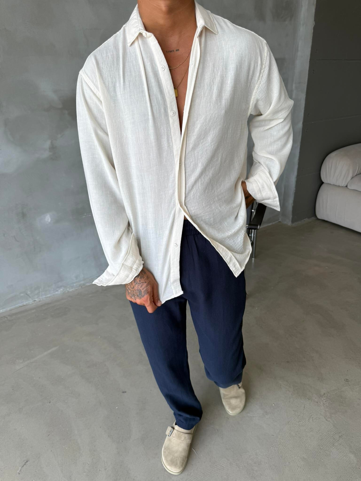 Basic Müslin Kumaş Gömlek - Bej