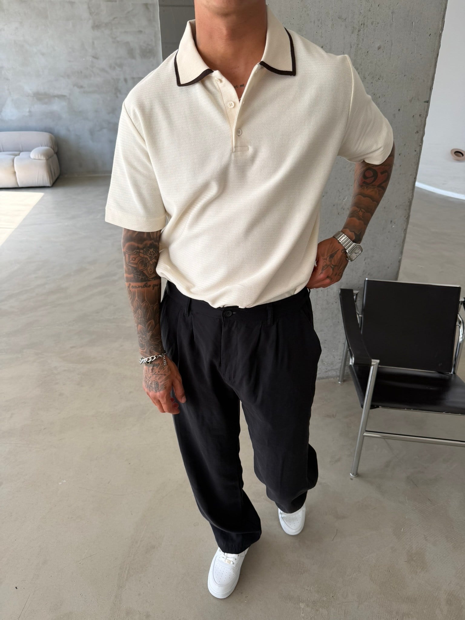 Basic Old Money Premium Pat Polo Yaka T-Shirt - Bej