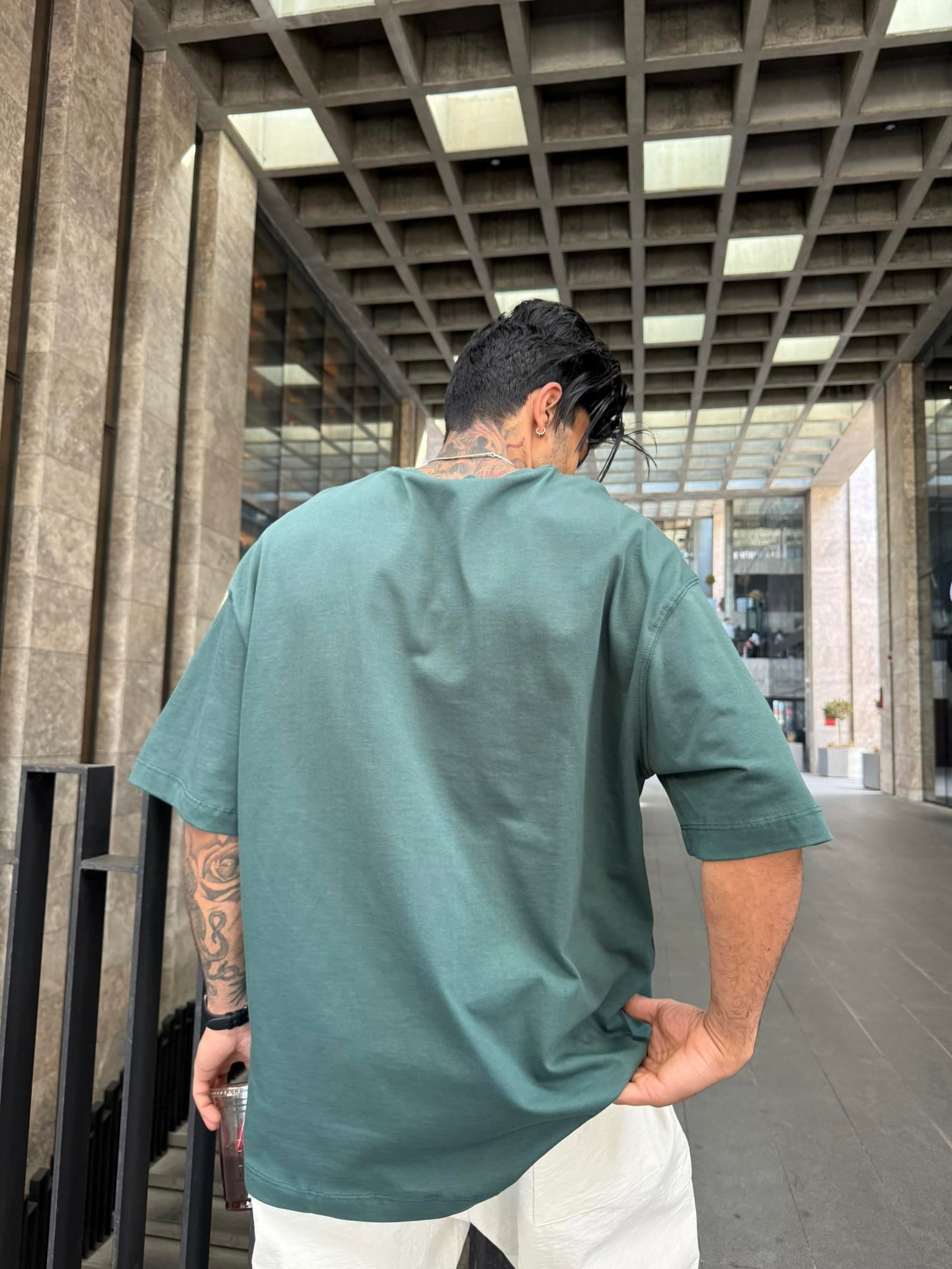Basıc Oversize Tişört - Yeşil