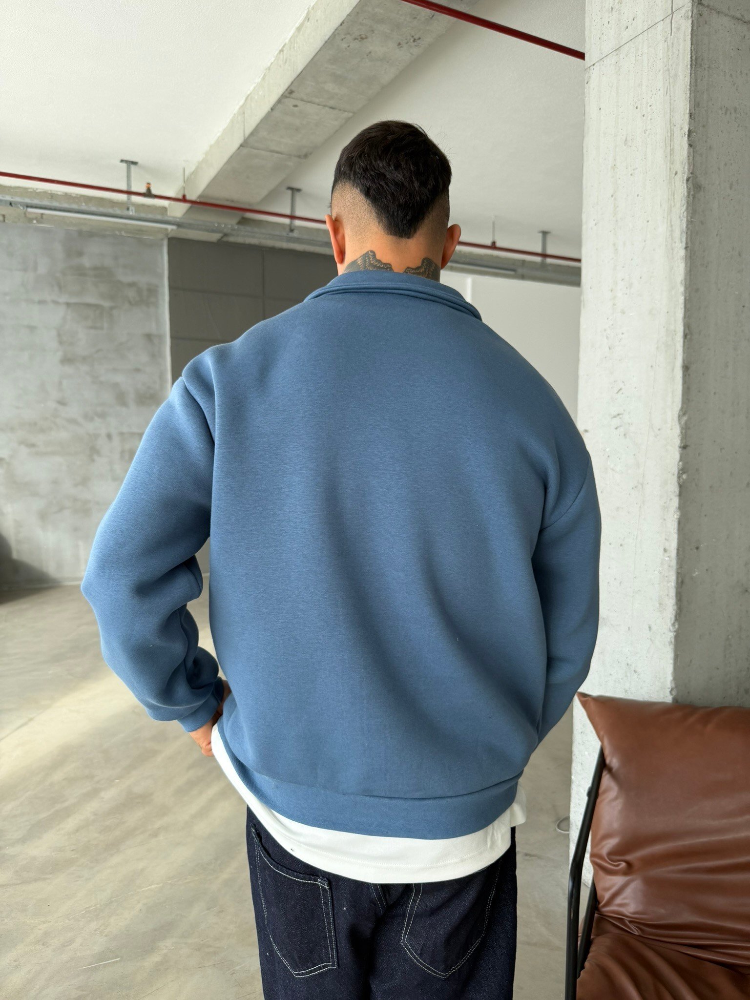 Basic  Pat Yaka Polo Sweat - İndigo