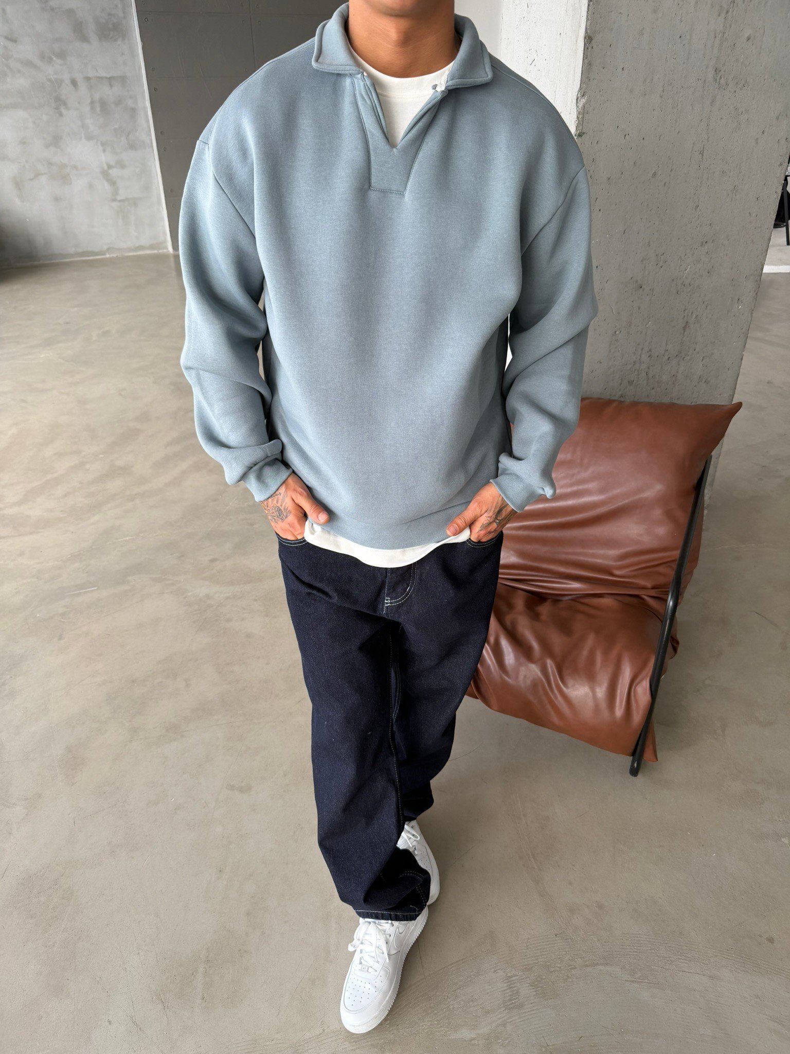 Basic  Pat Yaka Polo Sweat - P.Mavi