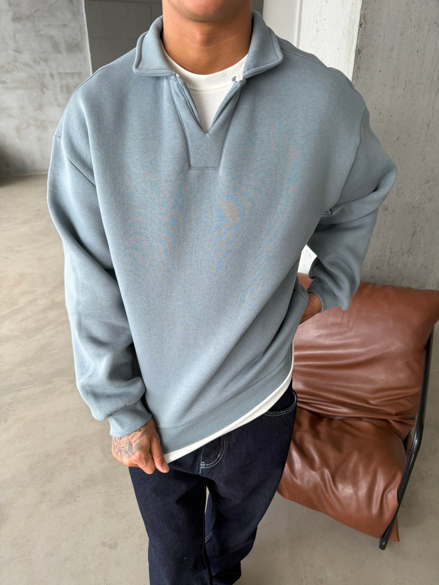 Basic  Pat Yaka Polo Sweat - P.Mavi