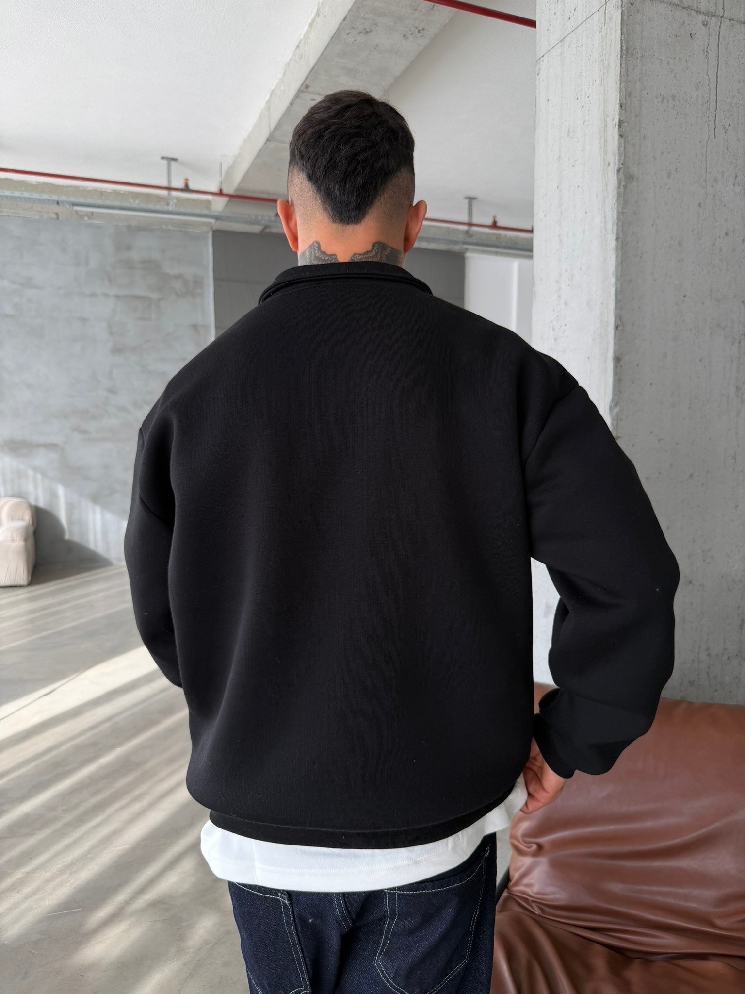 Basic  Pat Yaka Polo Sweat - Siyah