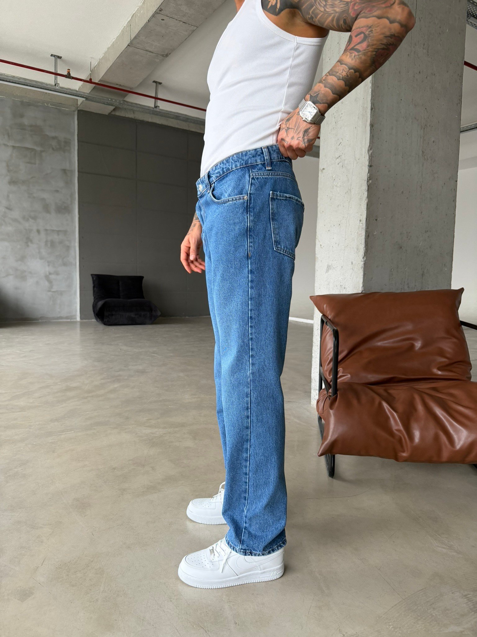 Basic Premium Auro Baggy Fit Pantolon - K. Mavi