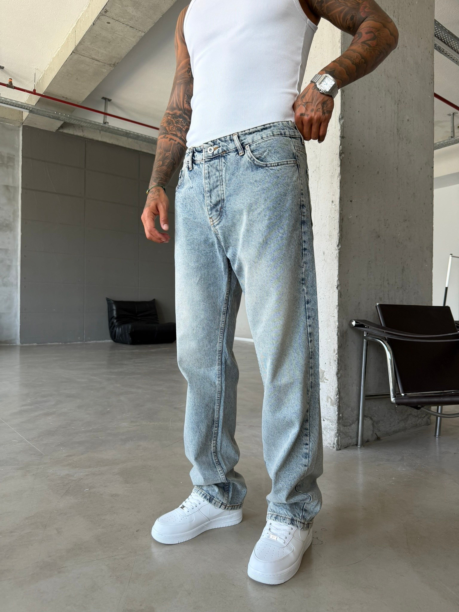 Basic Premium Baggy Pantolon-İndigo