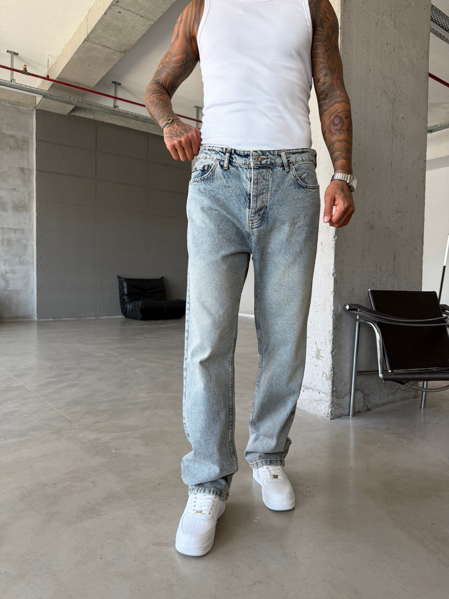 Basic Premium Baggy Pantolon-İndigo