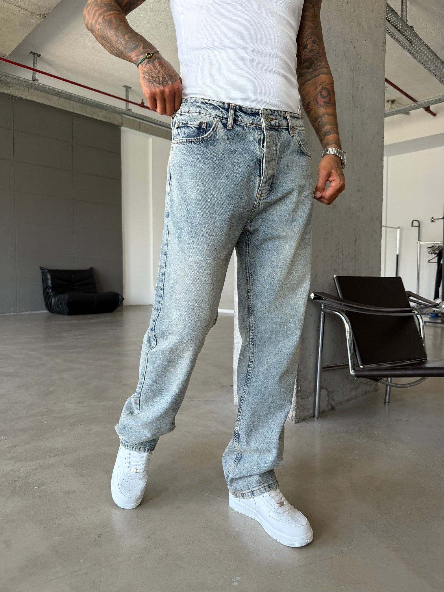 Basic Premium Baggy Pantolon-İndigo