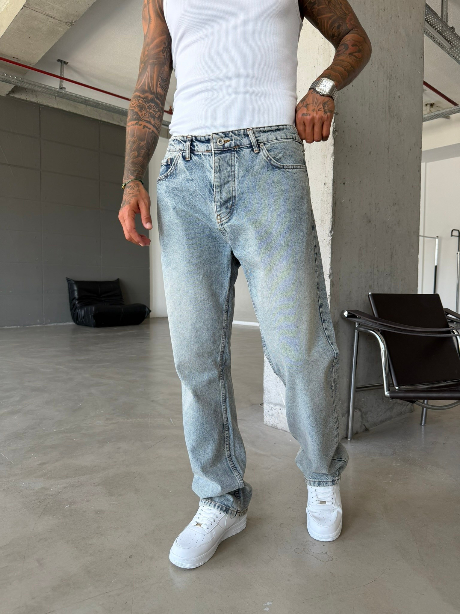 Basic Premium Baggy Pantolon-İndigo