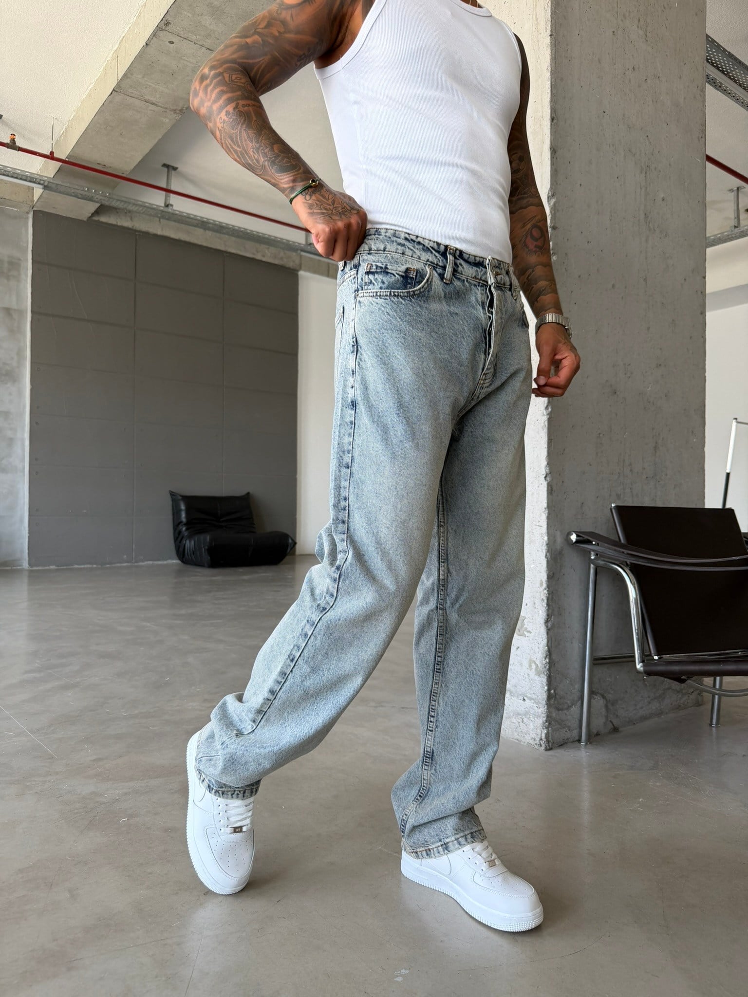 Basic Premium Baggy Pantolon-İndigo