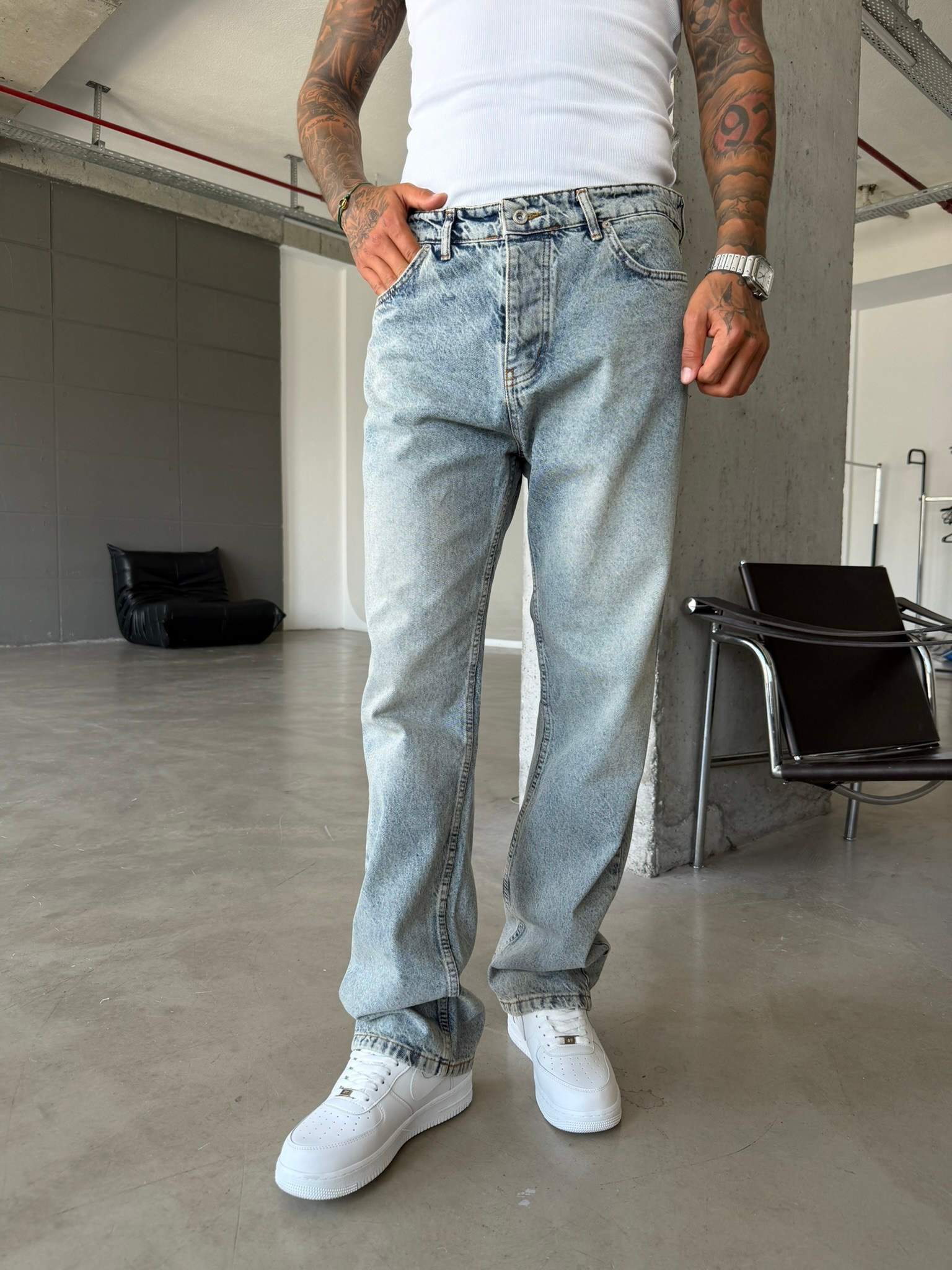 Basic Premium Baggy Pantolon-İndigo