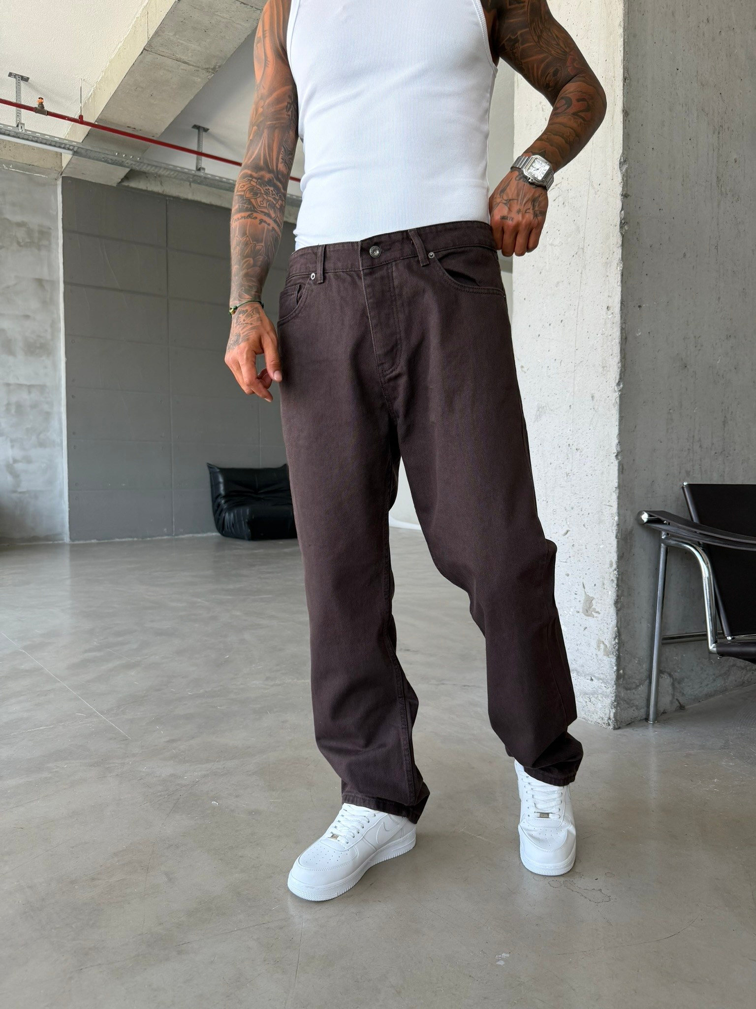 Basic Premium Baggy Pantolon-Kahve