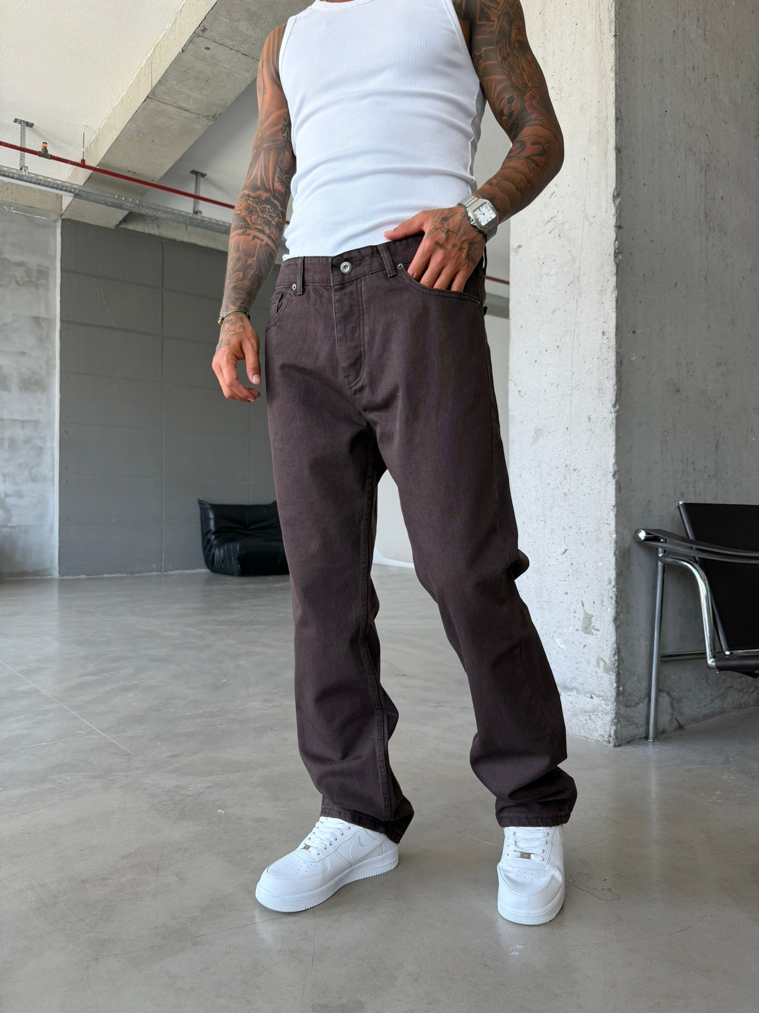 Basic Premium Baggy Pantolon-Kahve