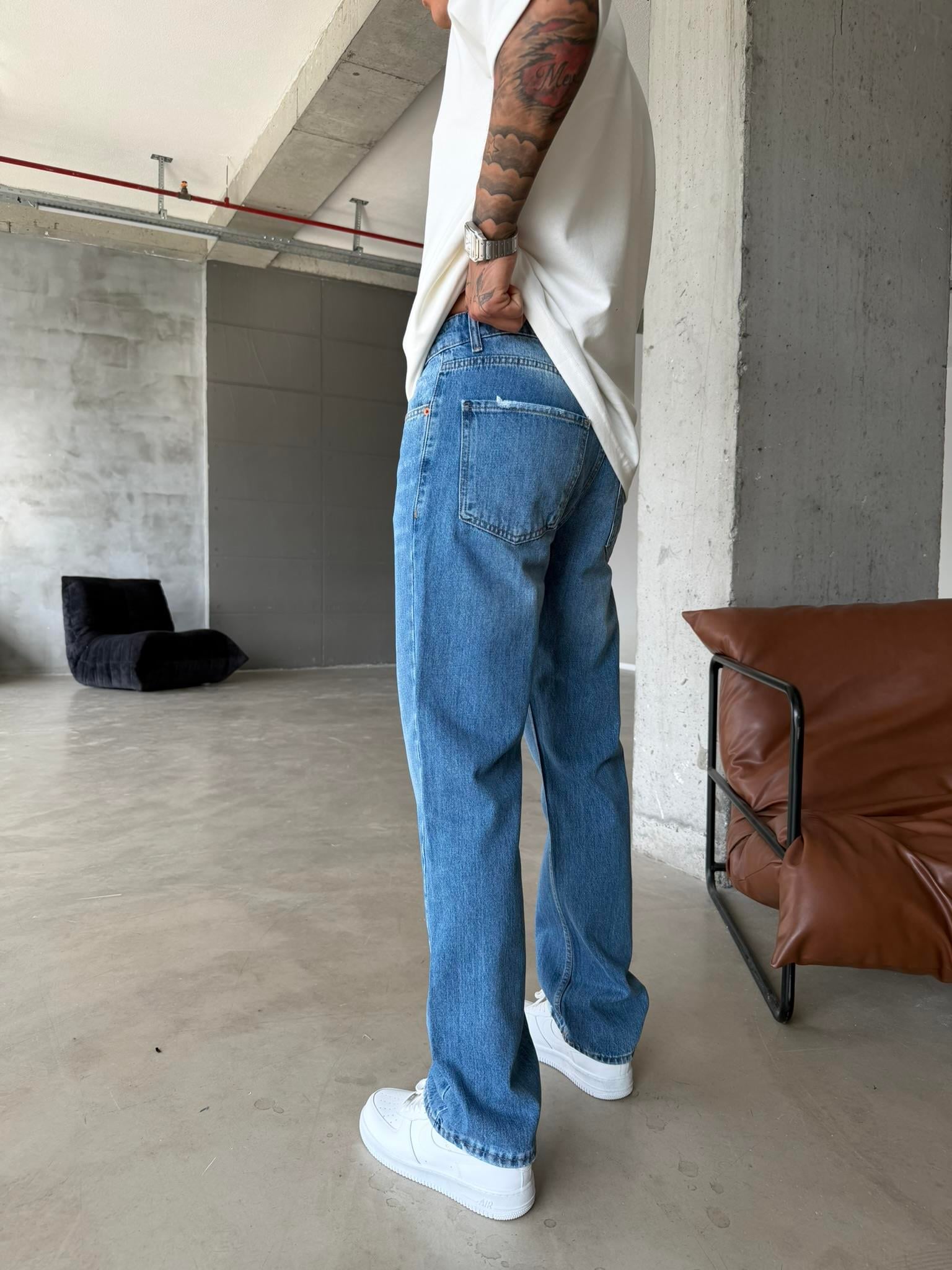 Basic Premium Baggy Pantolon - Mavi