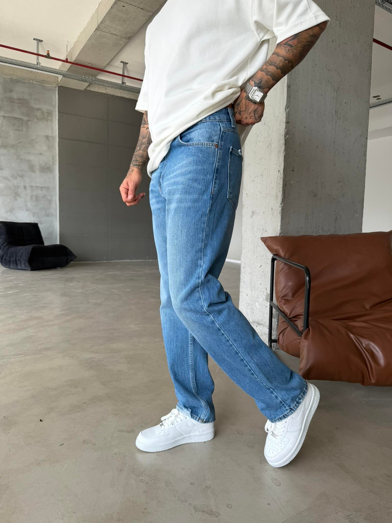 Basic Premium Baggy Pantolon - Mavi