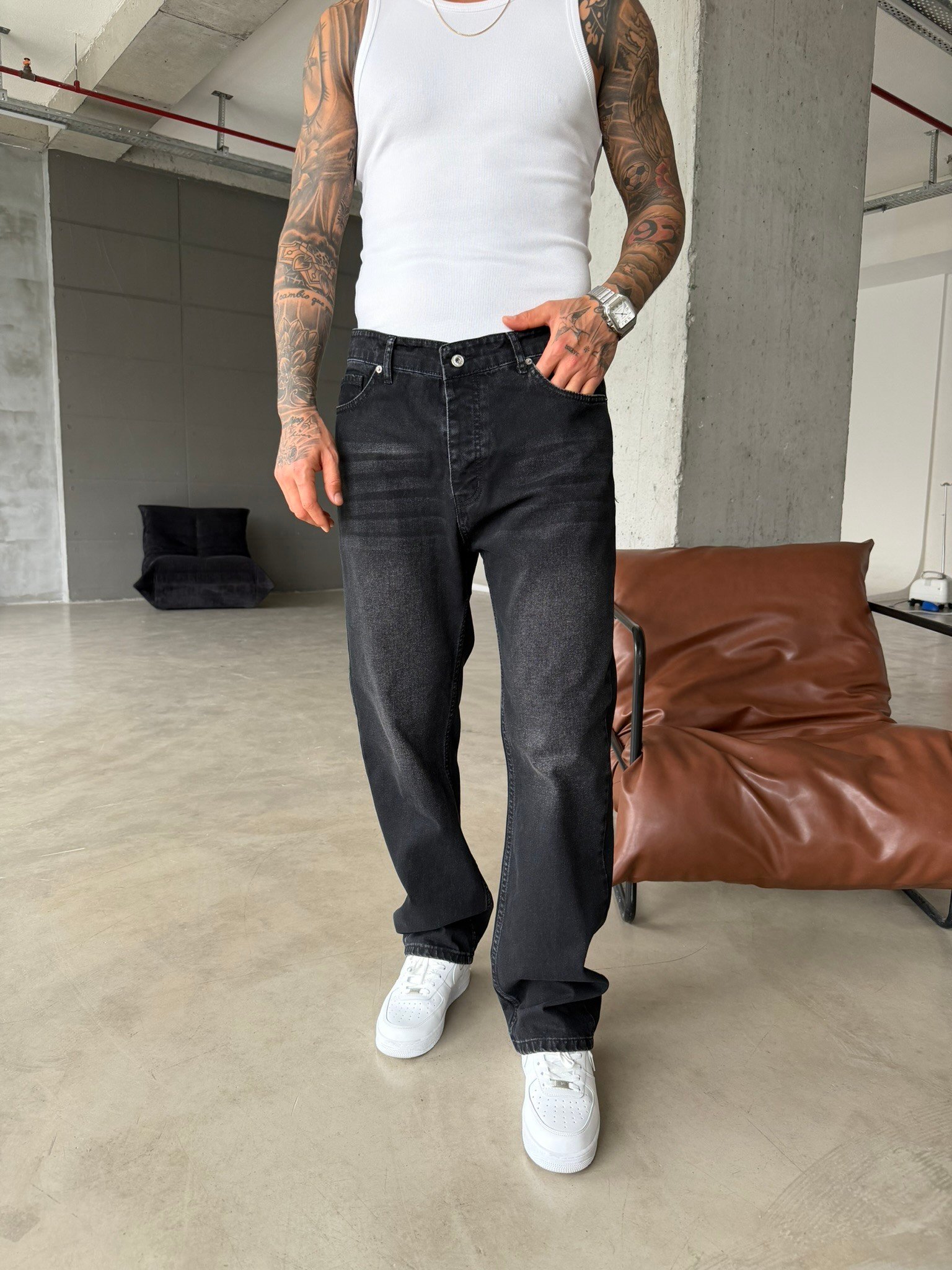 Basic Premium Baggy Pantolon - Siyah