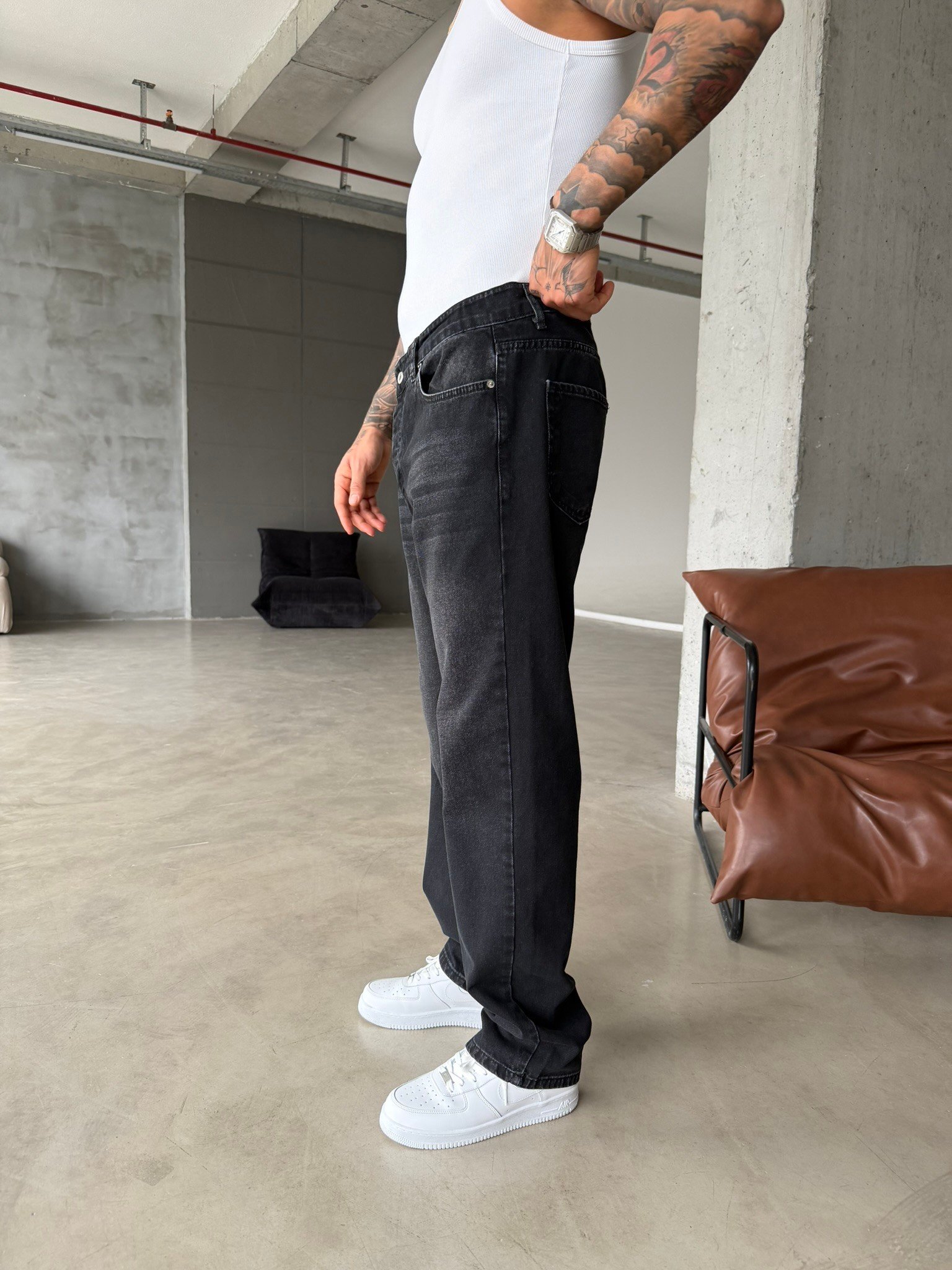 Basic Premium Baggy Pantolon - Siyah